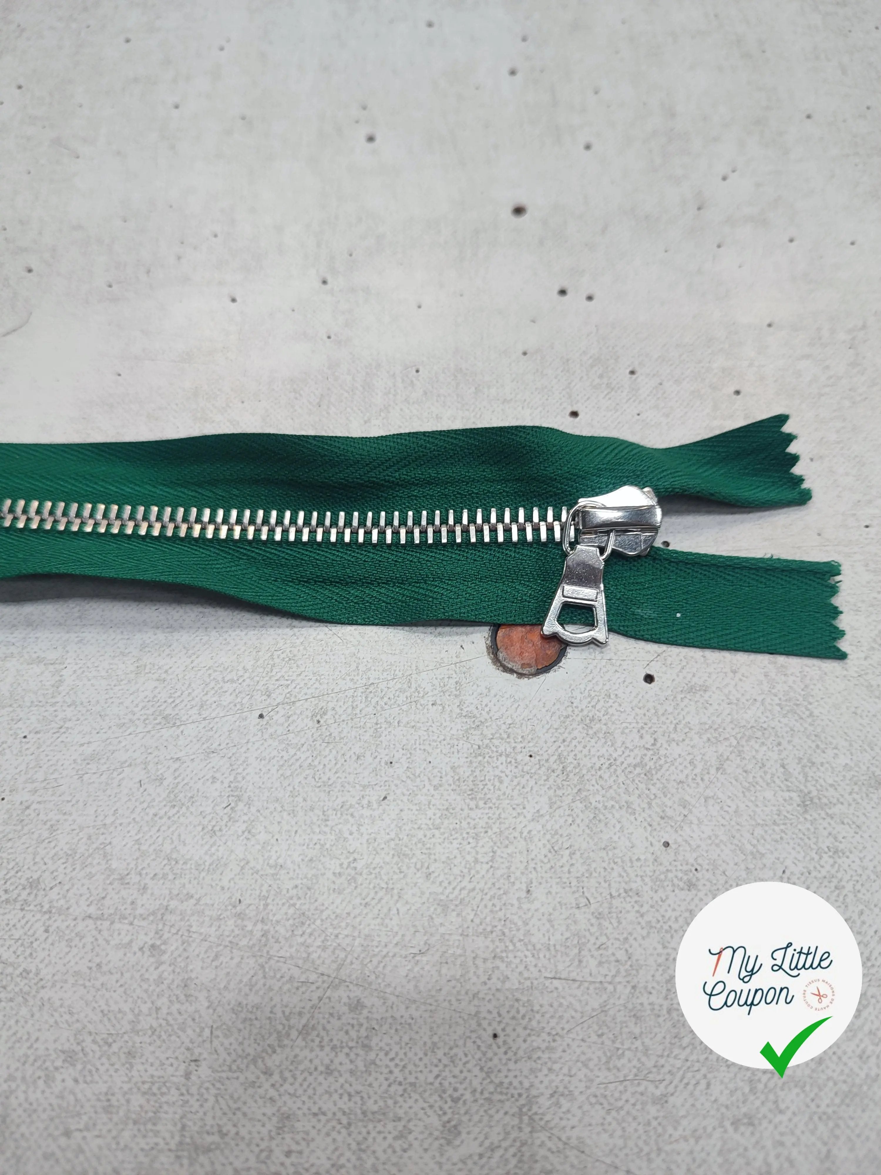 FERMETURE RIRI METAL NON SÉPARABLE 14CM VERT SAPIN M6 - My Little Coupon