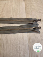FERMETURE RIRI METAL NON SÉPARABLE DOUBLE CHEMINS 70CM VERT FONCÉ KAKI - My Little Coupon