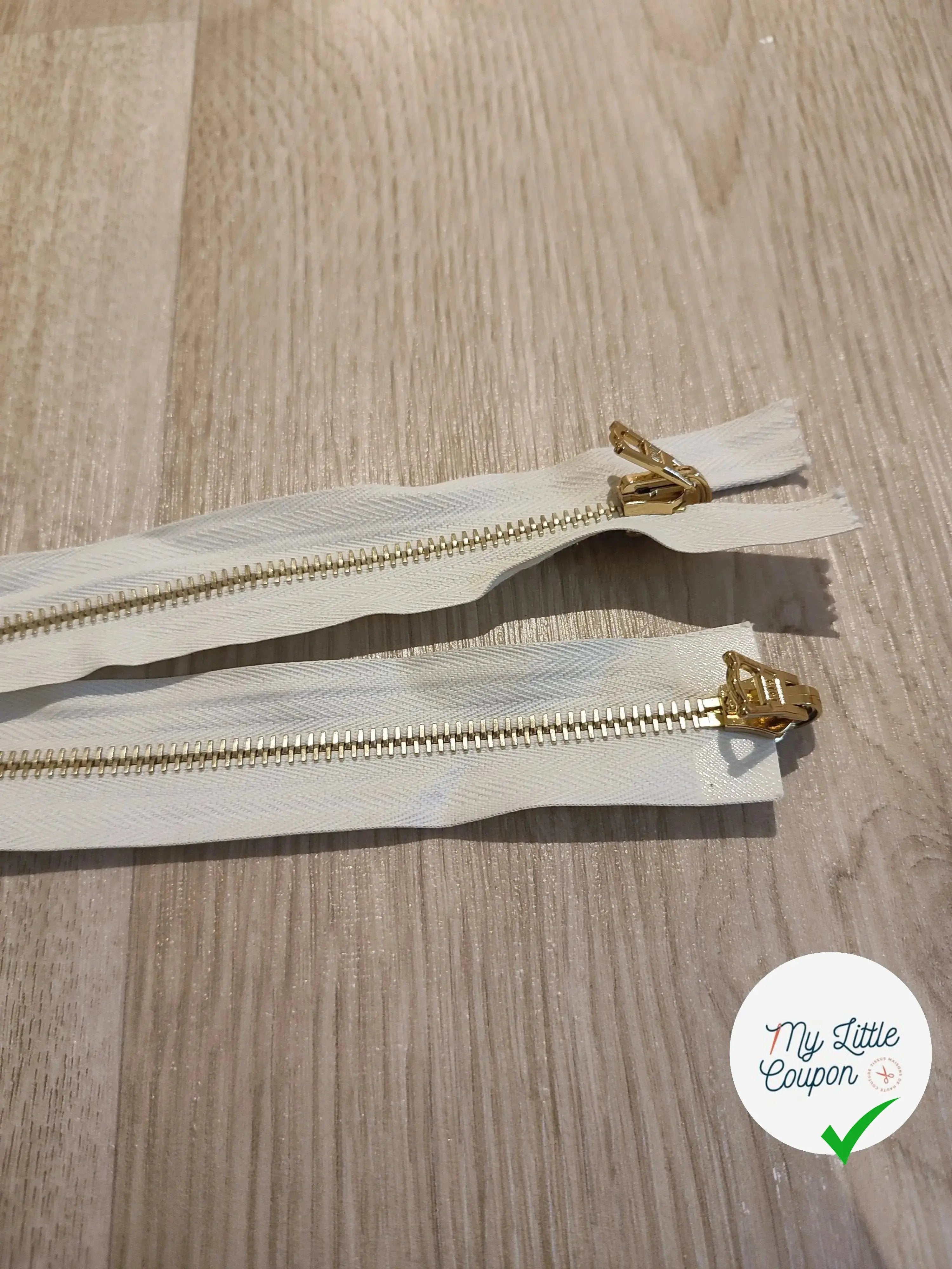 FERMETURE RIRI METAL NON SÉPARABLE DOUBLE CHEMINS RÉVERSIBLE 90CM BLANC - My Little Coupon