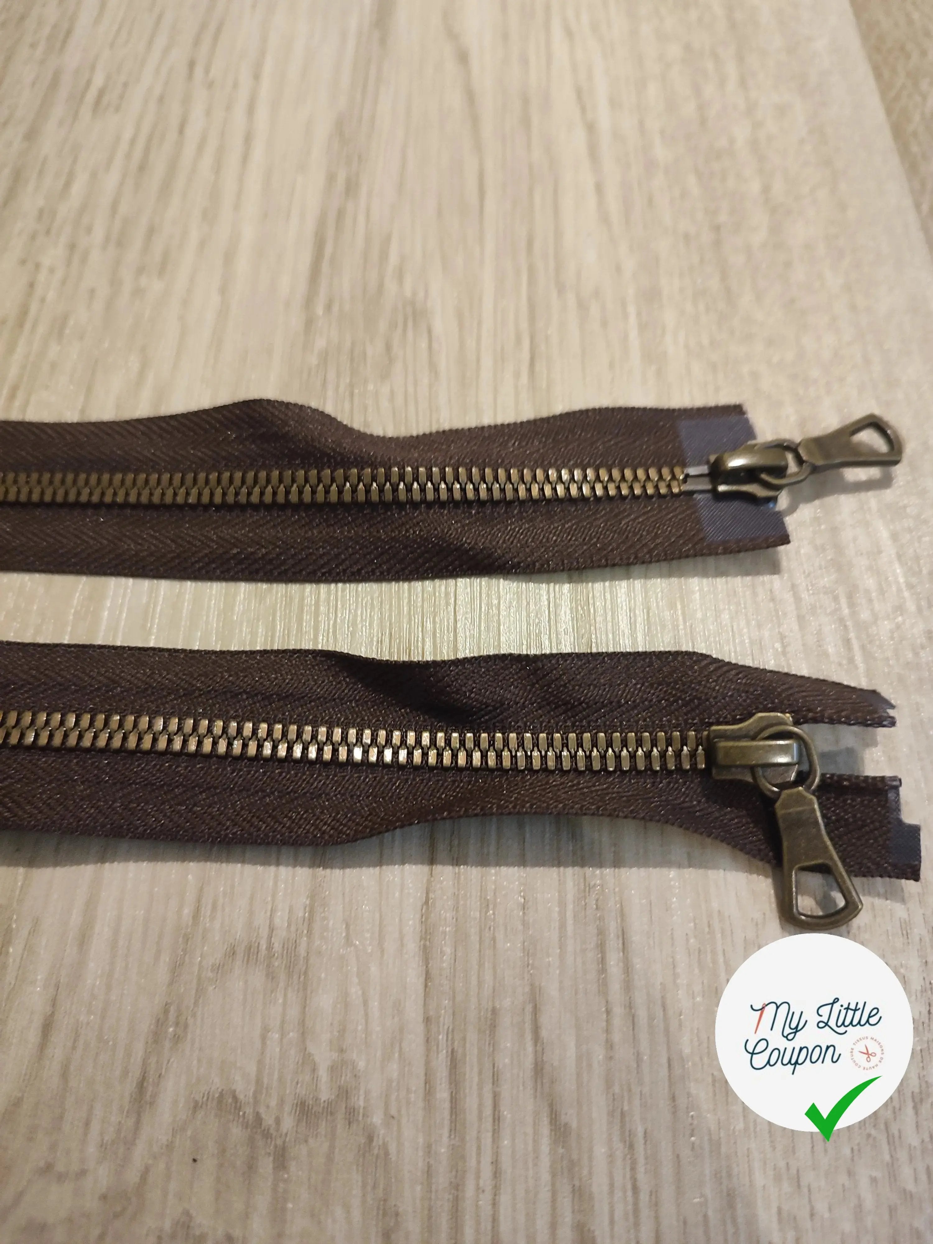 FERMETURE RIRI METAL NON SÉPARABLE DOUBLE CHEMINS 85CM MARRON FONCÉ - My Little Coupon