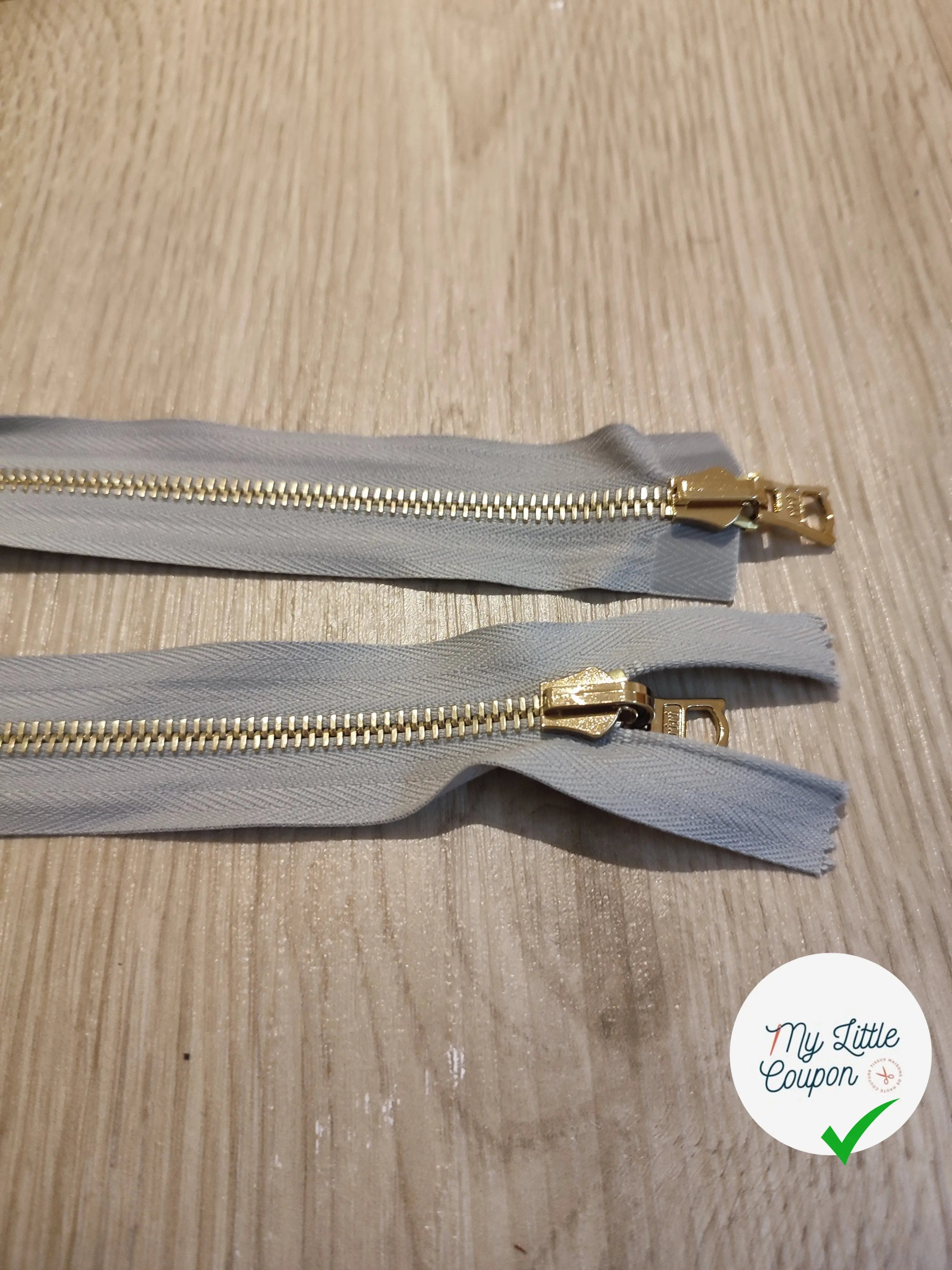 FERMETURE RIRI METAL NON SÉPARABLE DOUBLE CHEMINS RÉVERSIBLE 90CM GRIS CLAIR - My Little Coupon