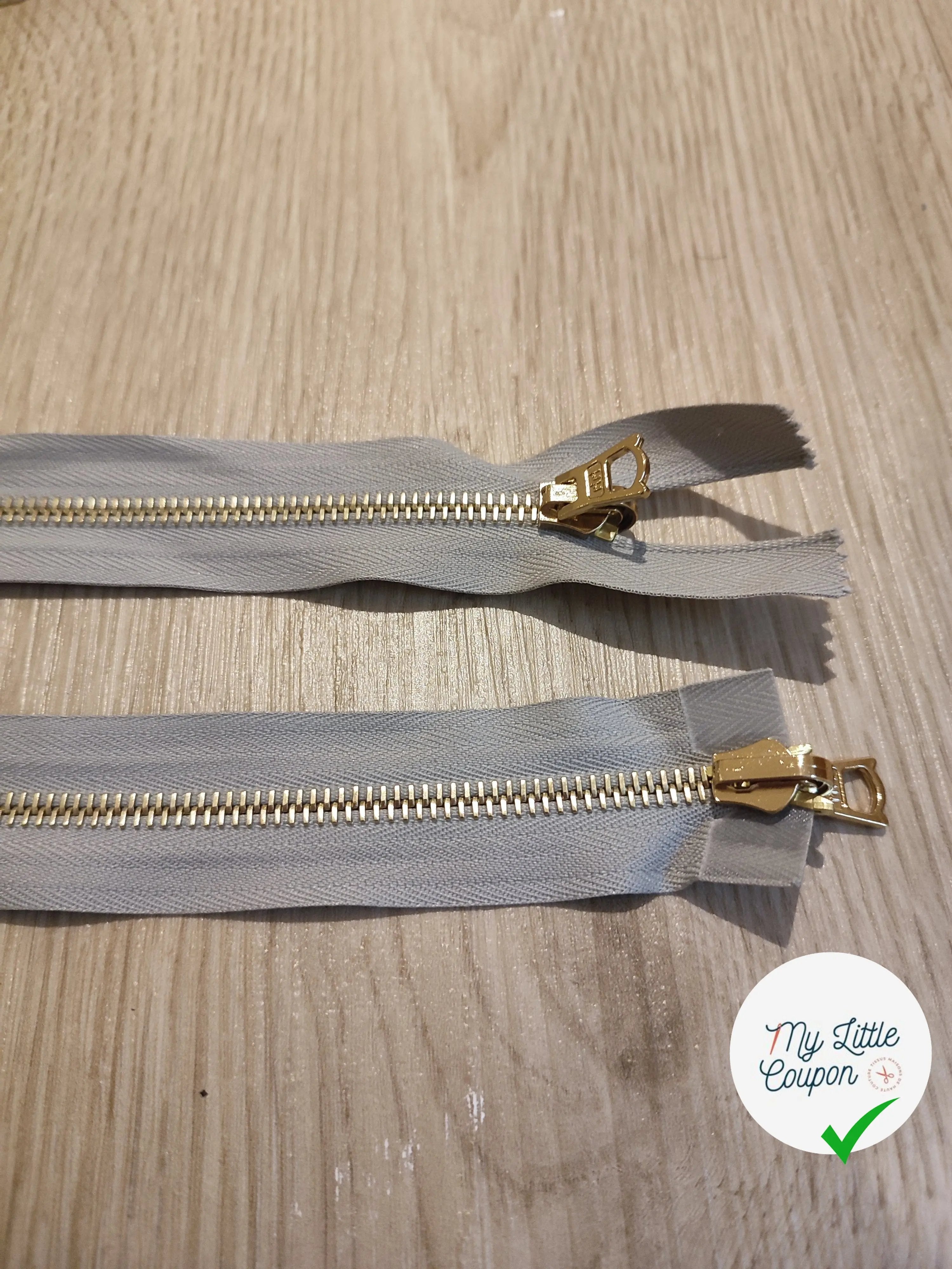 FERMETURE RIRI METAL NON SÉPARABLE DOUBLE CHEMINS RÉVERSIBLE 90CM GRIS CLAIR - My Little Coupon