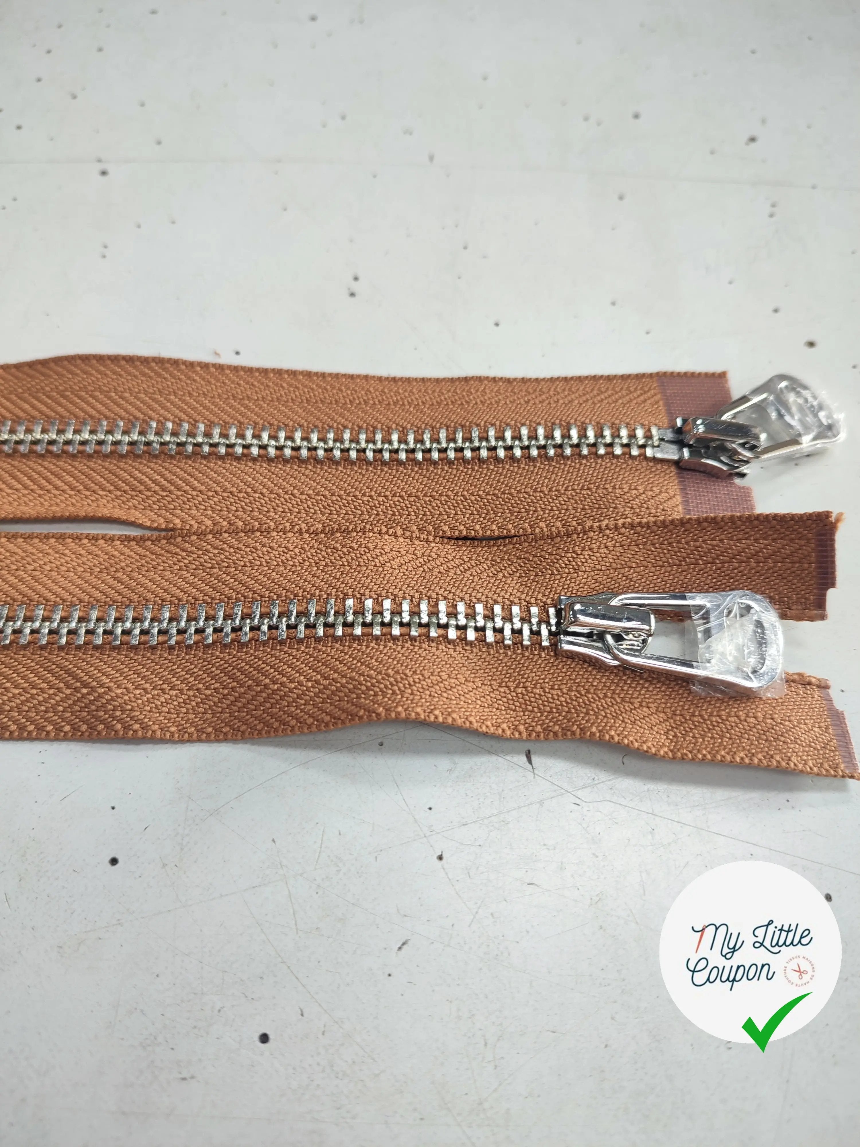 FERMETURE RIRI METAL NON SÉPARABLE DOUBLE ZIP 100CM MARRON - My Little Coupon