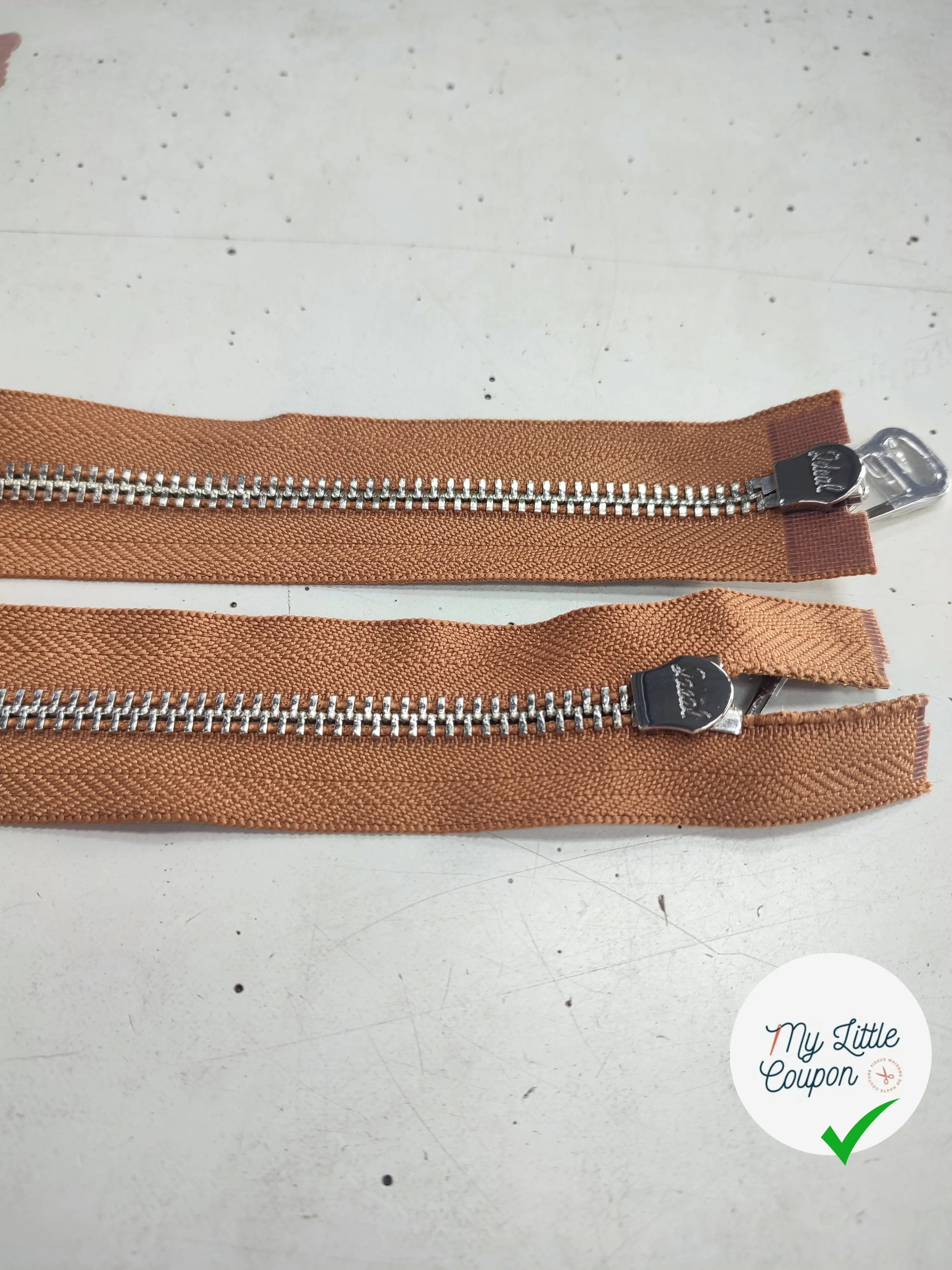 FERMETURE RIRI METAL NON SÉPARABLE DOUBLE ZIP 100CM MARRON - My Little Coupon