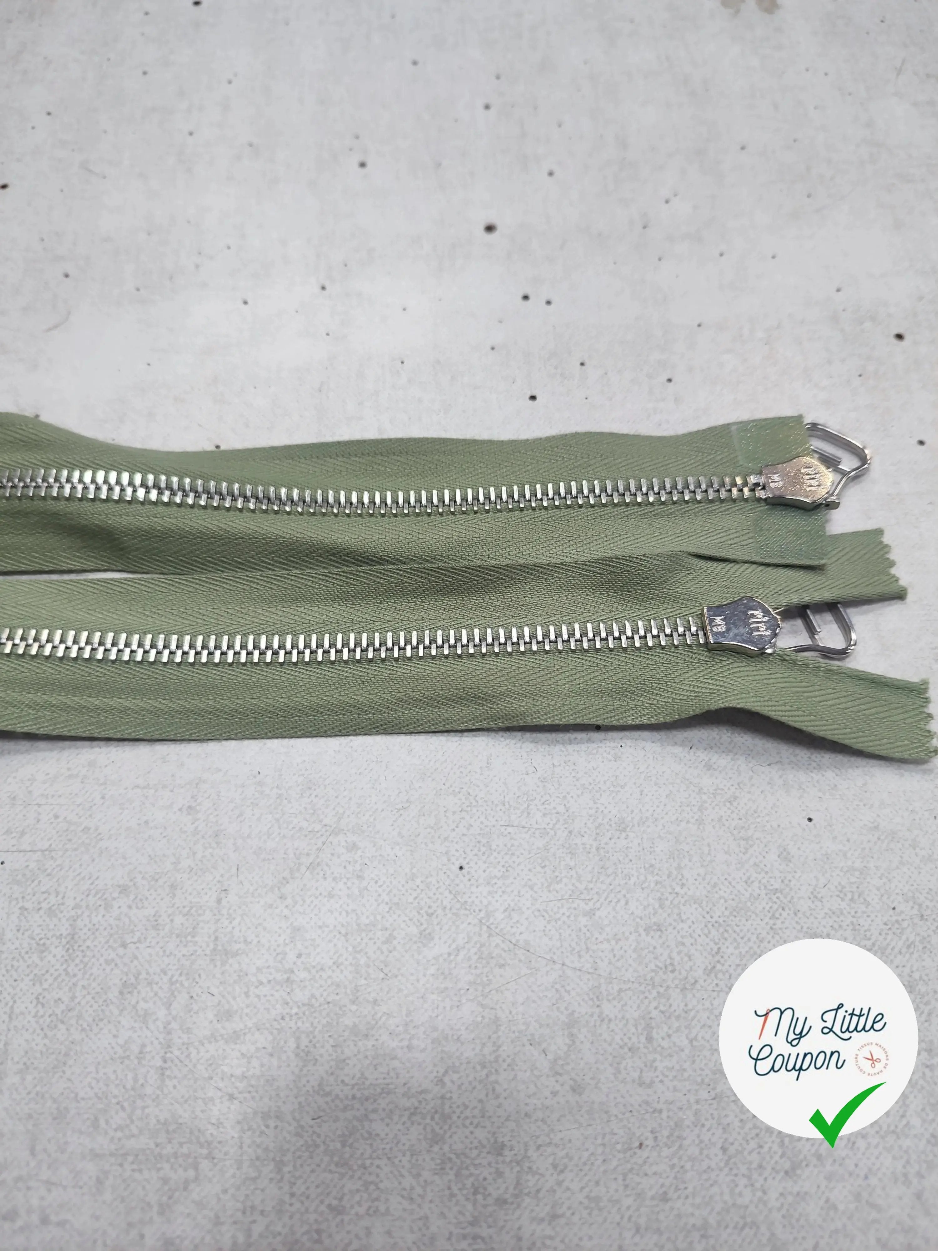 FERMETURE RIRI METAL NON SÉPARABLE DOUBLE ZIP 75CM VERT CLAIR M6 - My Little Coupon