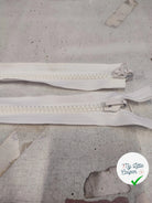 FERMETURE RIRI MÉTAL NON SÉPARABLE DOUBLE ZIP RÉVERSIBLE 100CM BLANC - My Little Coupon