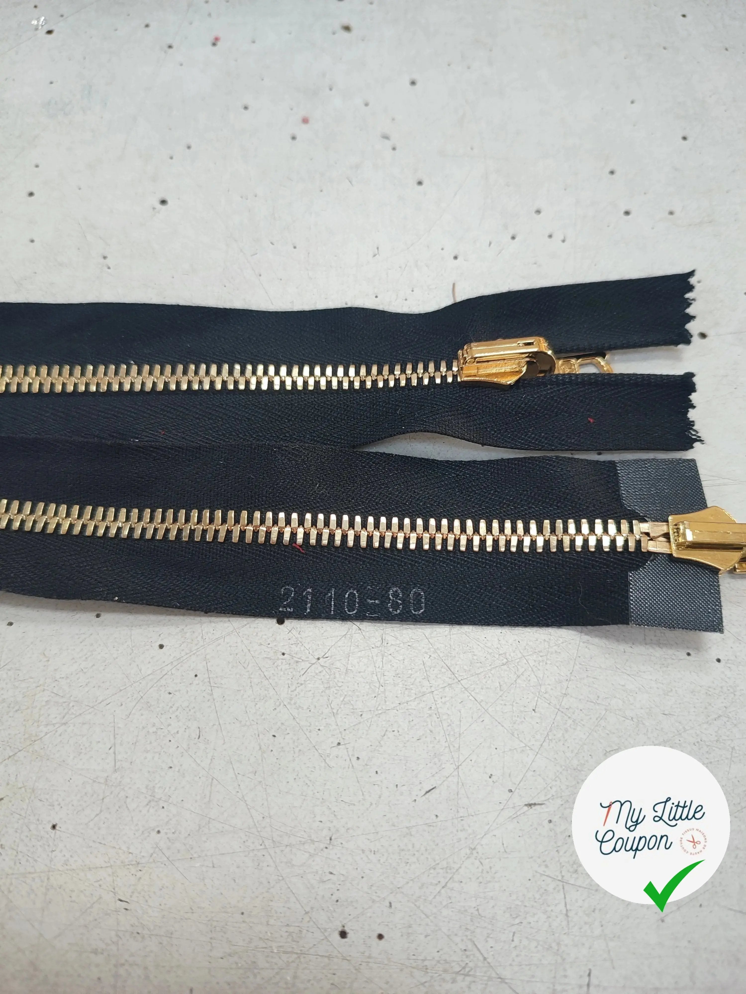 FERMETURE RIRI MÉTAL NON SÉPARABLE DOUBLE ZIP RÉVERSIBLE 40CM NOIR - My Little Coupon