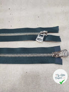 FERMETURE RIRI METAL NON SÉPARABLE DOUBLE CHEMINS 100CM VERT BLEU FONCÉ - My Little Coupon