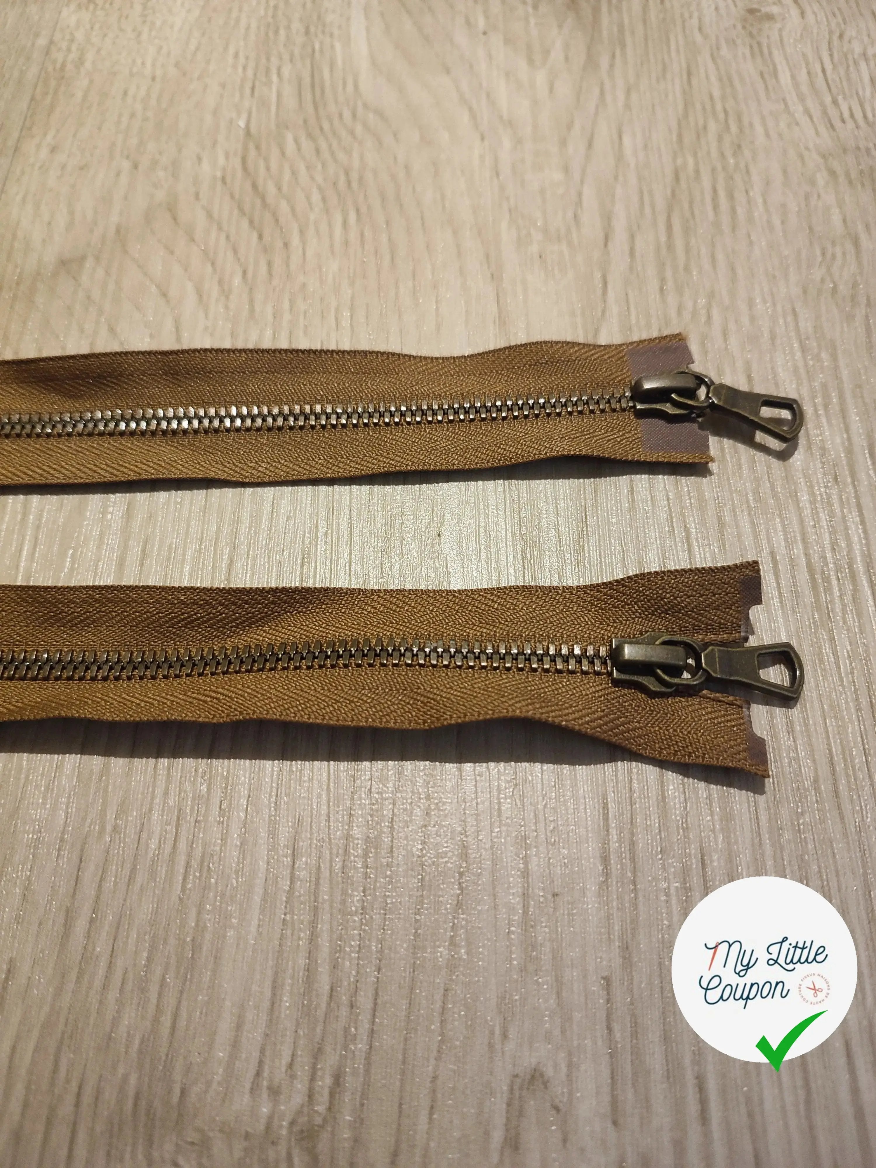 FERMETURE RIRI METAL NON SÉPARABLE DOUBLE CHEMINS 90CM MARRON - My Little Coupon