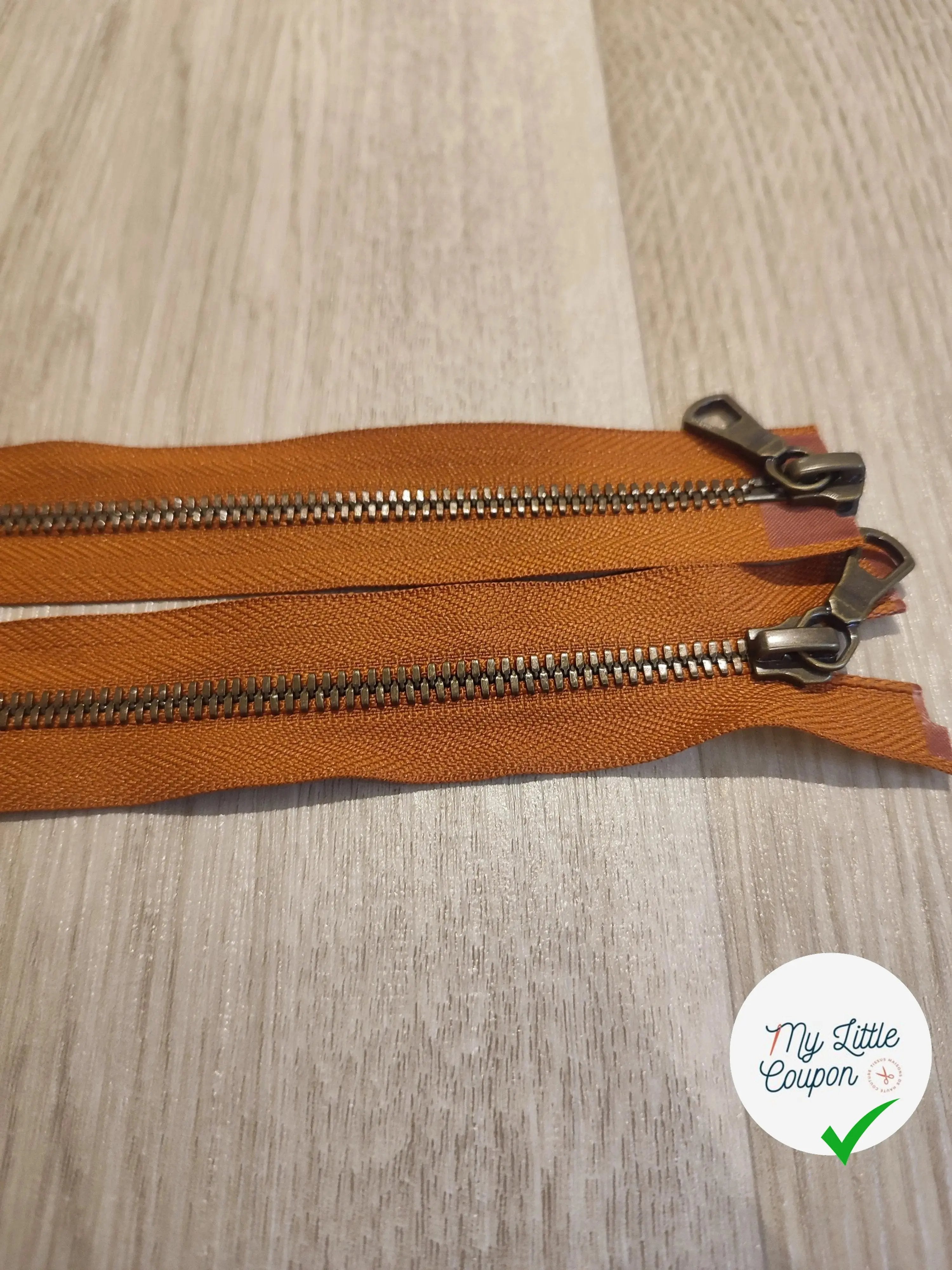 FERMETURE RIRI METAL NON SÉPARABLE DOUBLE CHEMINS 90CM MARRIN NOISETTE - My Little Coupon