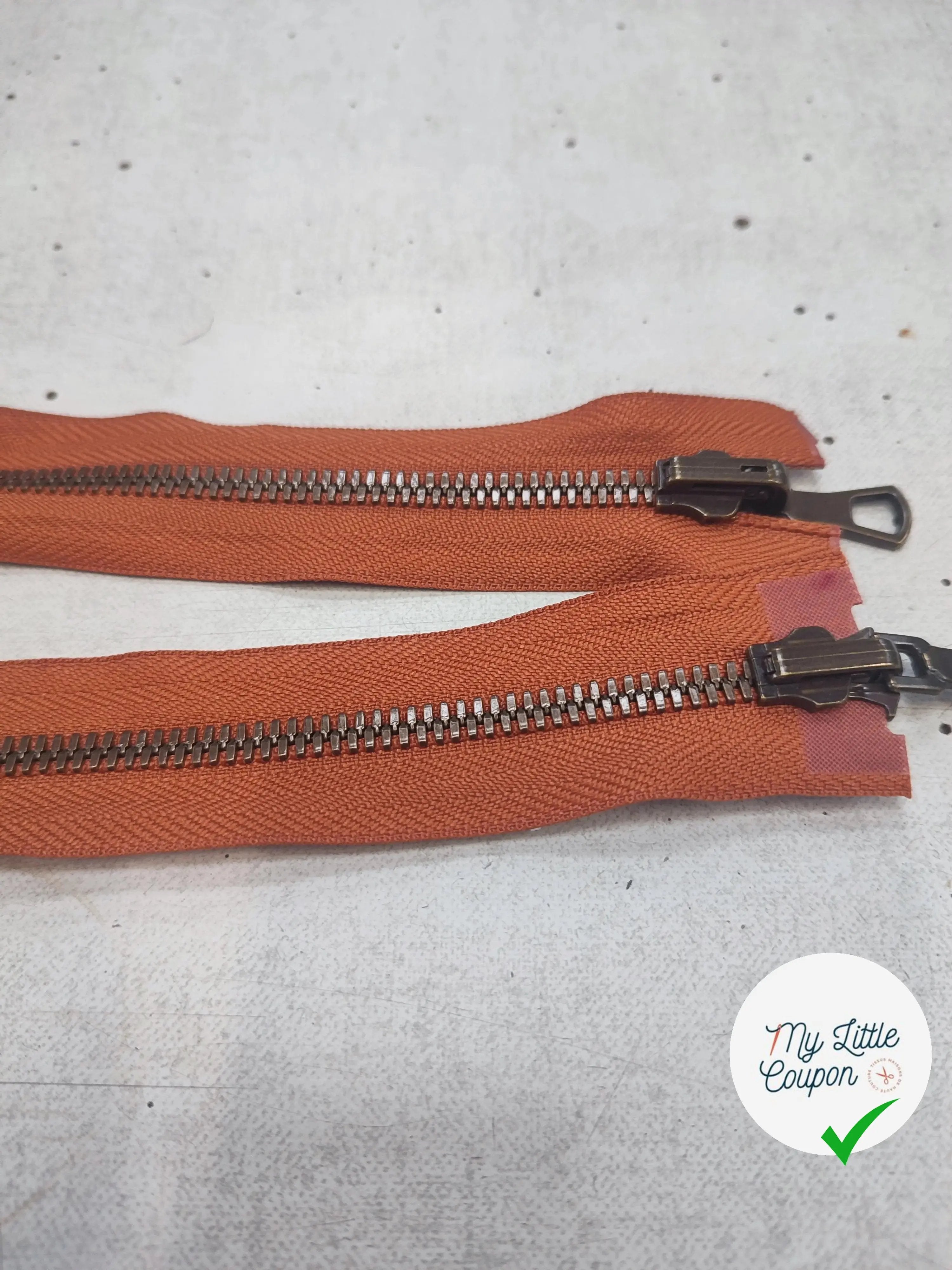 FERMETURE RIRI MÉTAL SÉPARABLE 85CM MARRON CITROUILLE - My Little Coupon