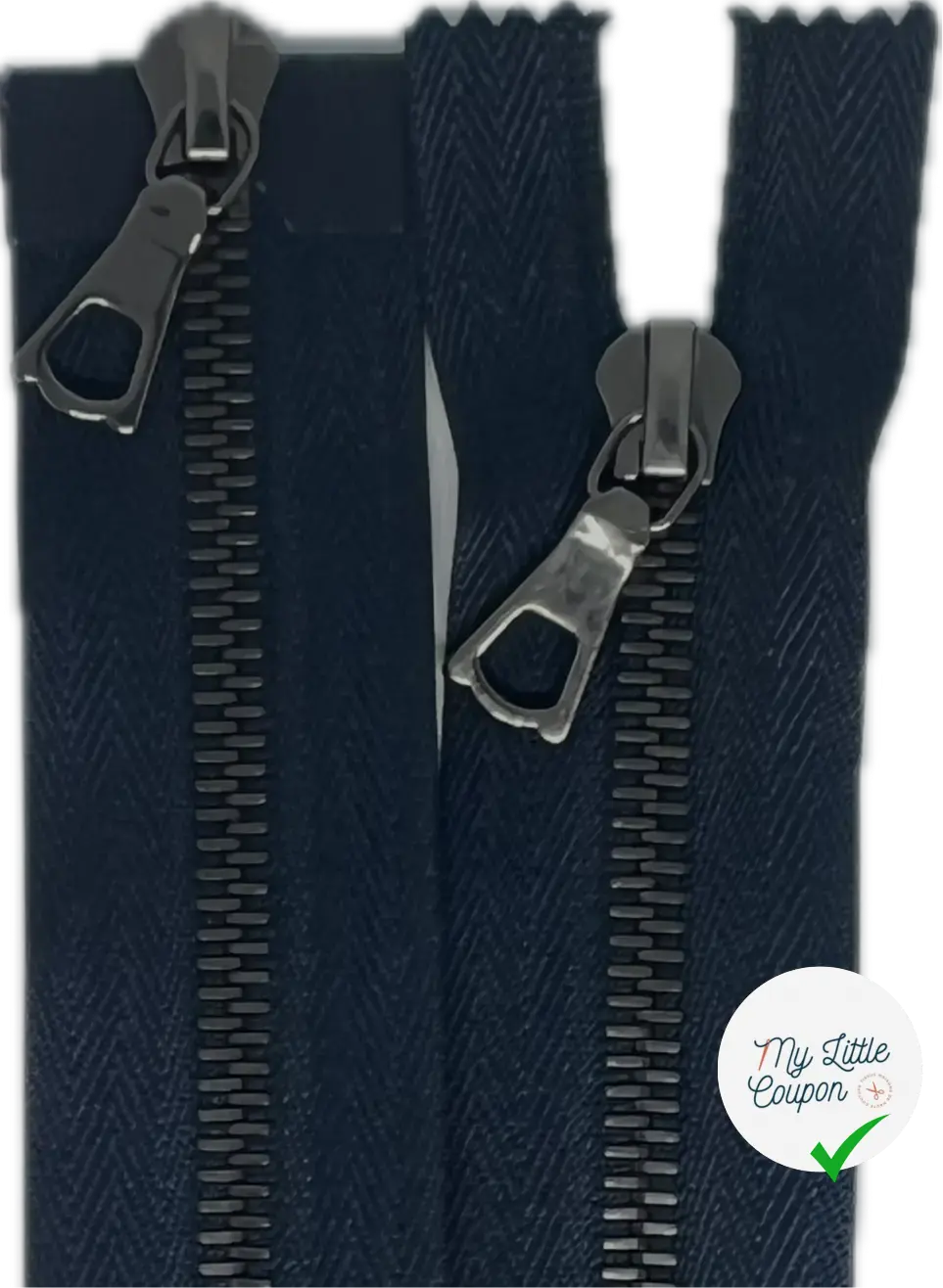 FERMETURE RIRI METAL SOMBRE DOUBLE VOIES 90CM M6 BLEU FONCÉ - My Little Coupon