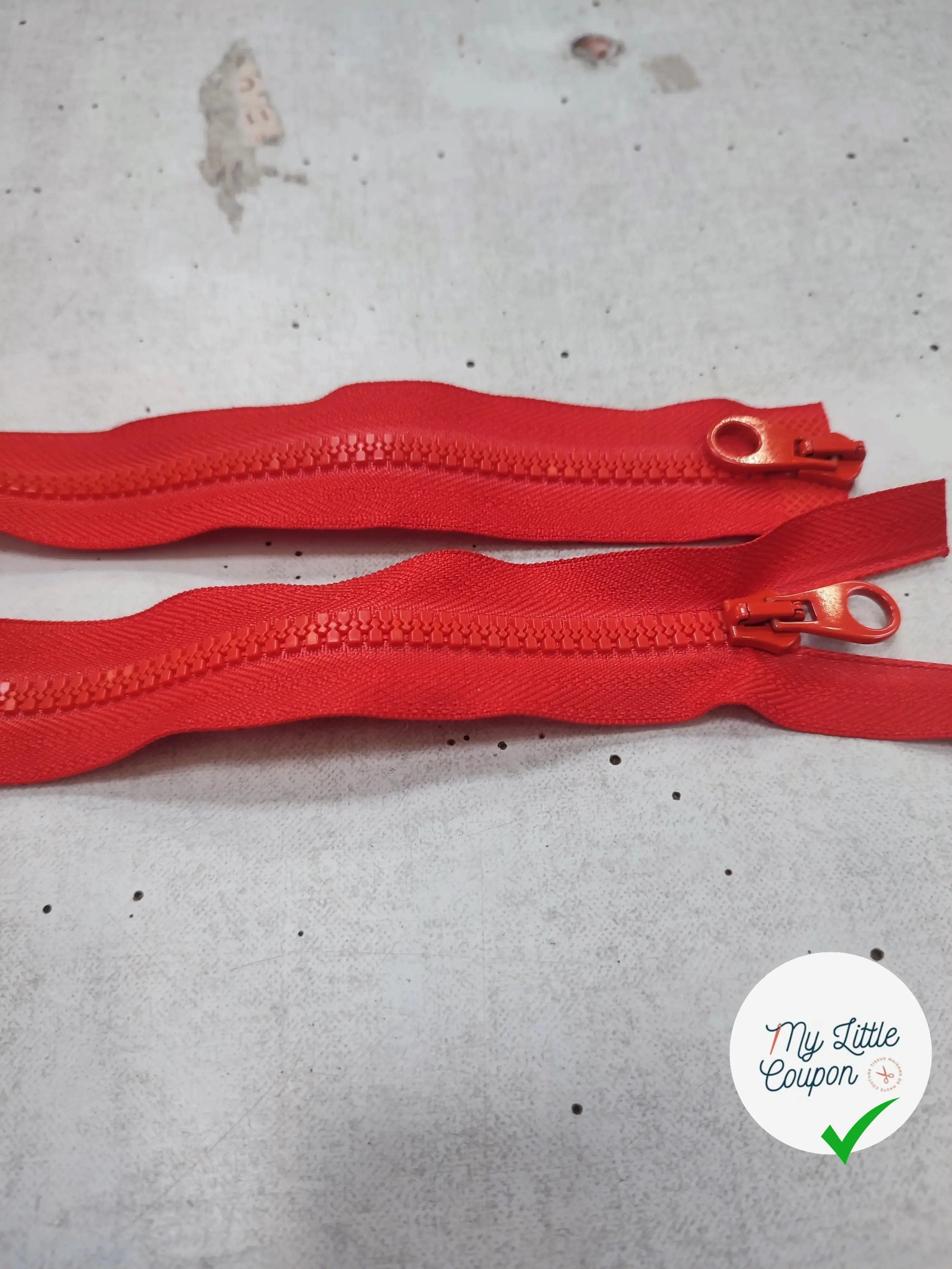 FERMETURE RIRI PLASTIQUE NON SÉPARABLE DOUBLE ZIP 100CM ROUGE - My Little Coupon