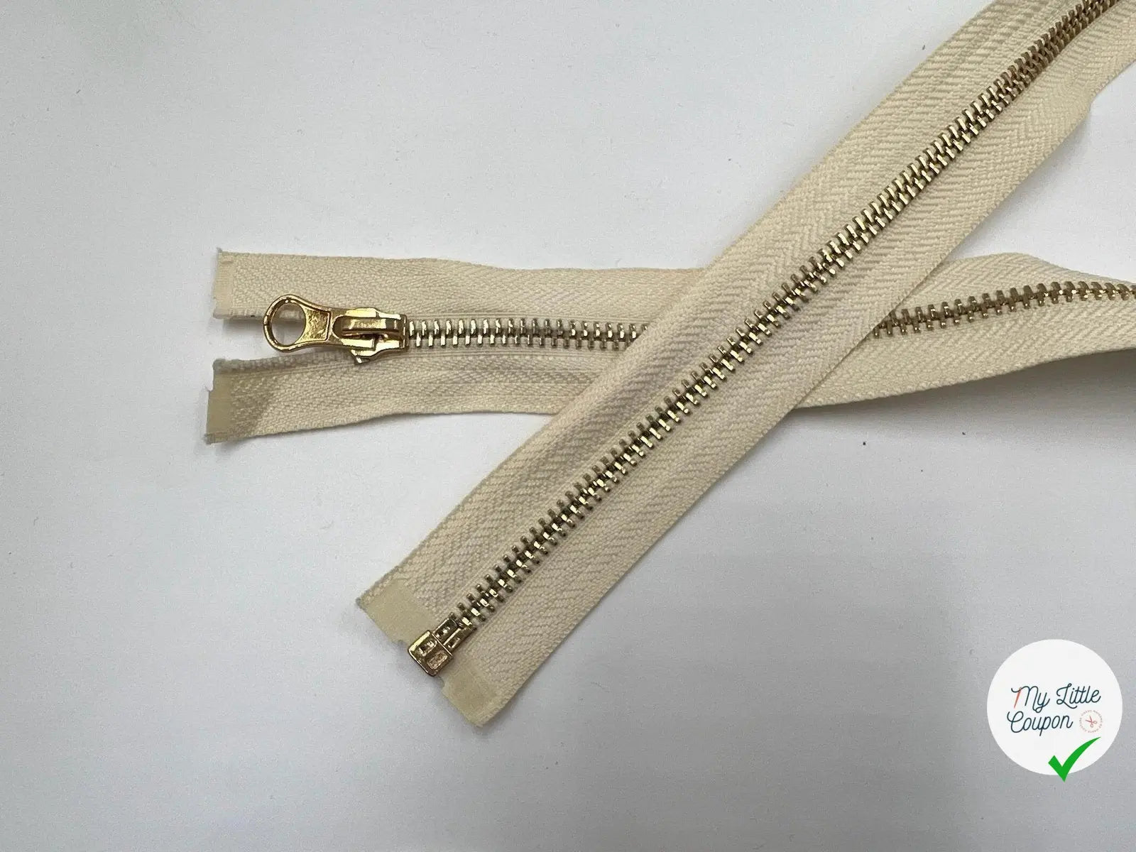 FERMETURE SÉPARABLE MÉTAL OR COLORIS JAUNE PÂLE 70CM - My Little Coupon - tissu - coudre