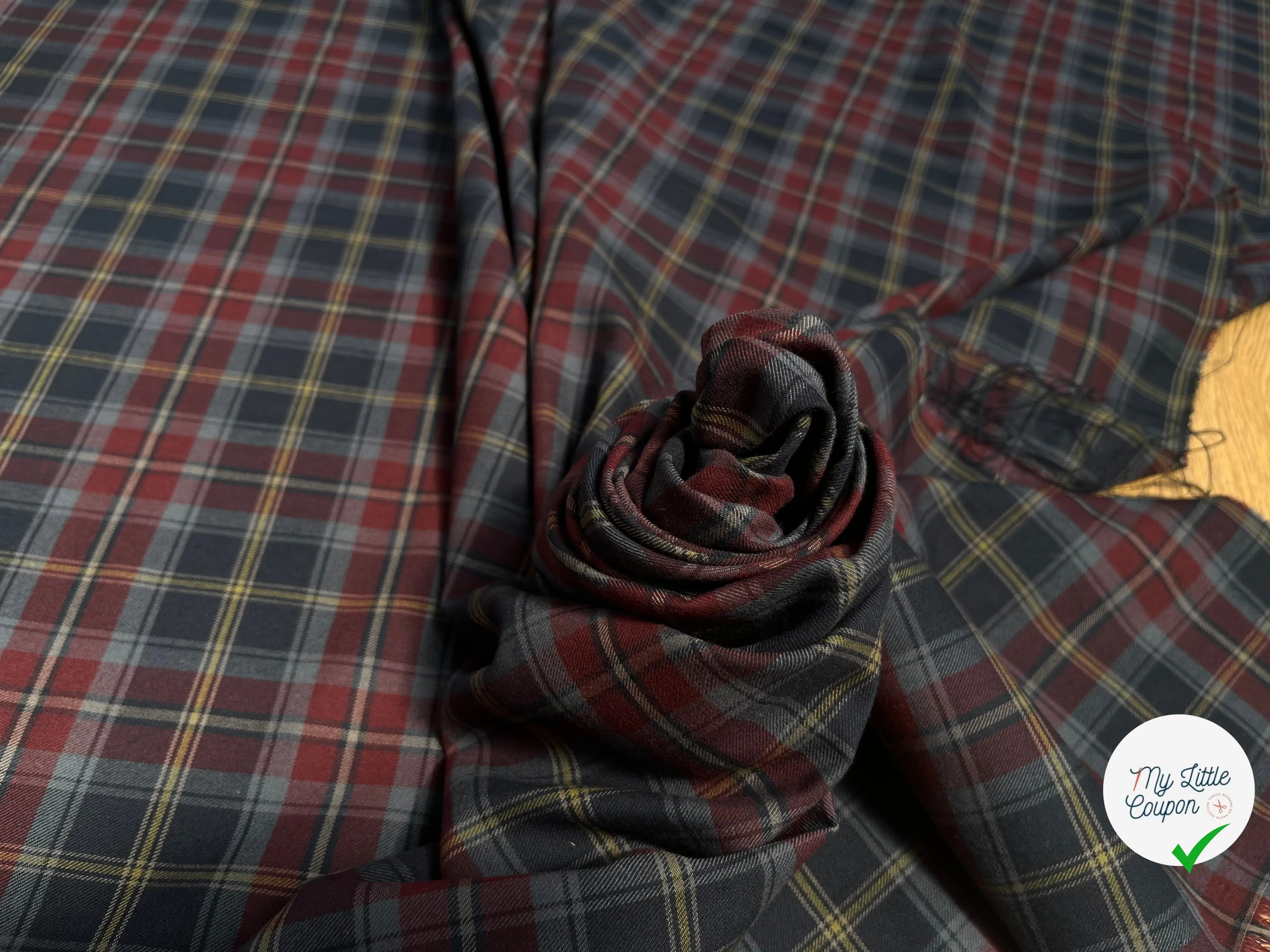 FLANELLE 100% COTON À CARREAUX ROUGE BLEU NUIT JAUNE GRIS - My Little Coupon