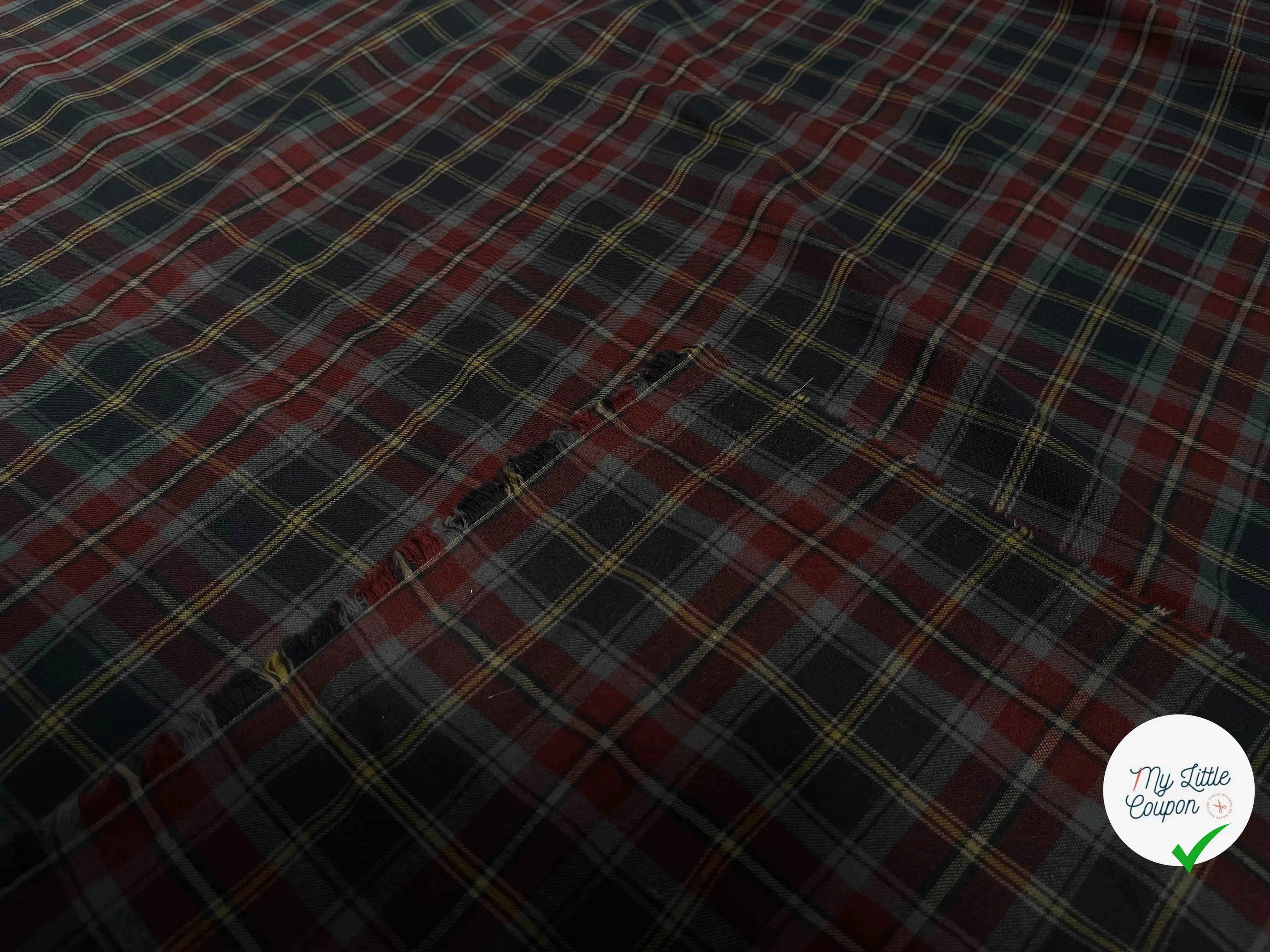 FLANELLE 100% COTON À CARREAUX ROUGE BLEU NUIT JAUNE GRIS - My Little Coupon
