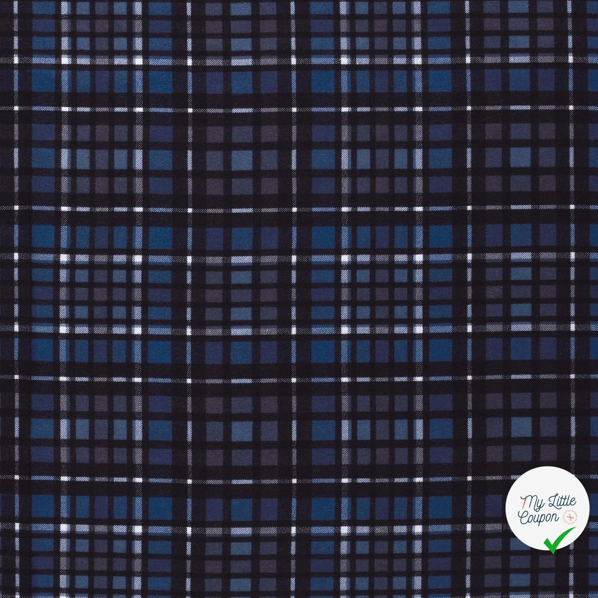 FLANELLE DE COTON CARREAUX ÉCOSSAIS BLEU MARINE - My Little Coupon