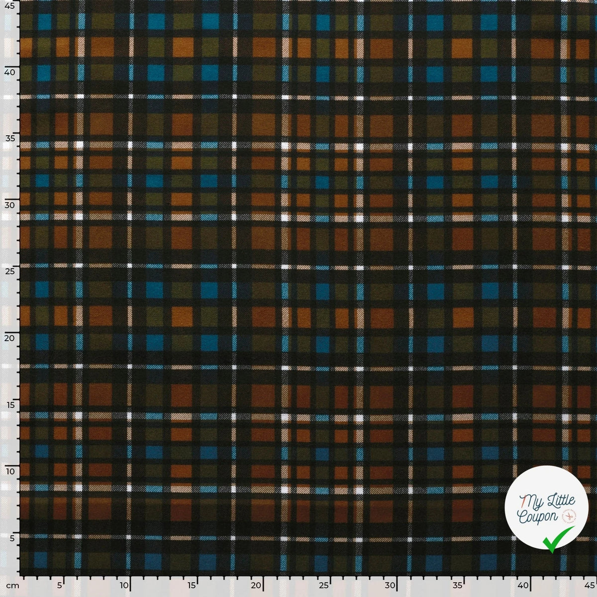 FLANELLE DE COTON CARREAUX ÉCOSSAIS MARRON MOUTARDE - My Little Coupon