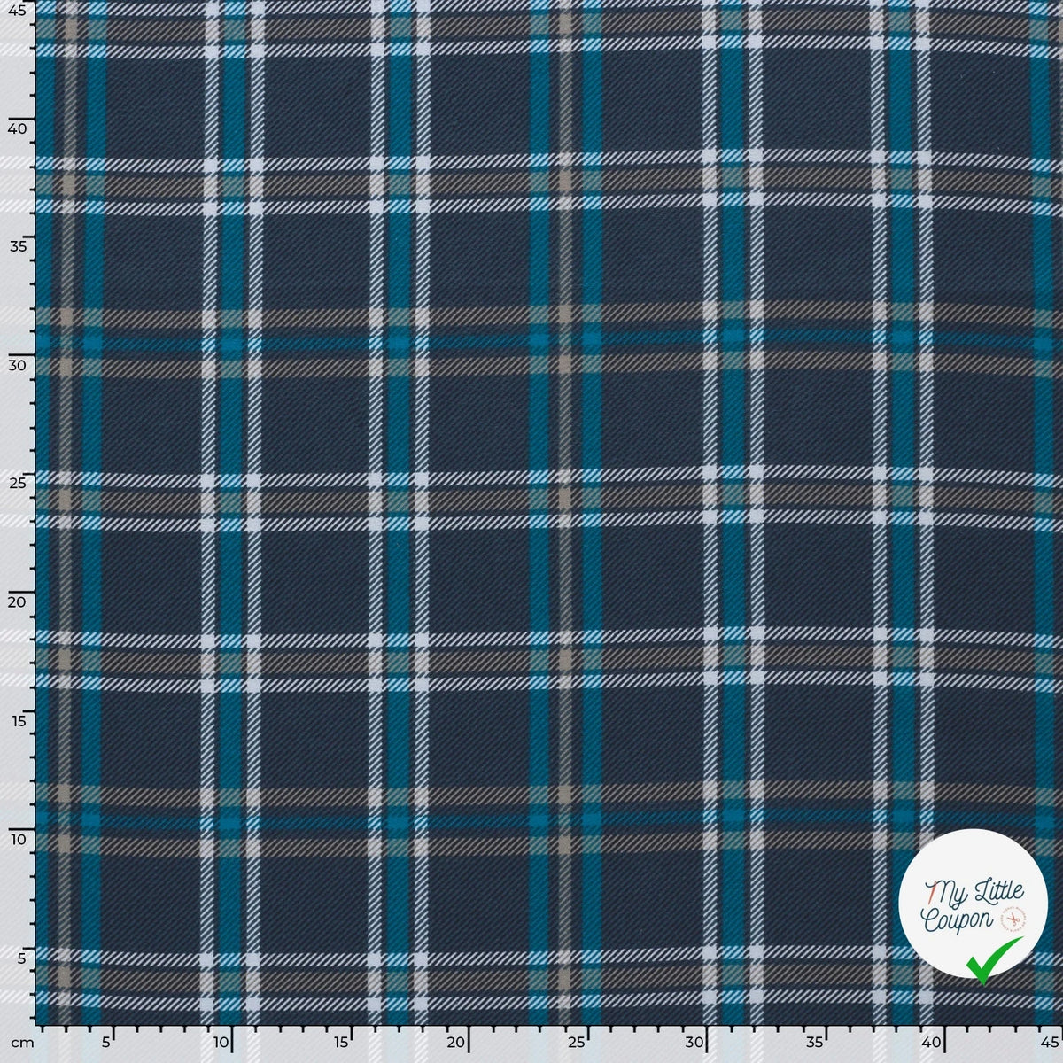 FLANELLE DE COTON TARTAN BLEU MARINE - My Little Coupon