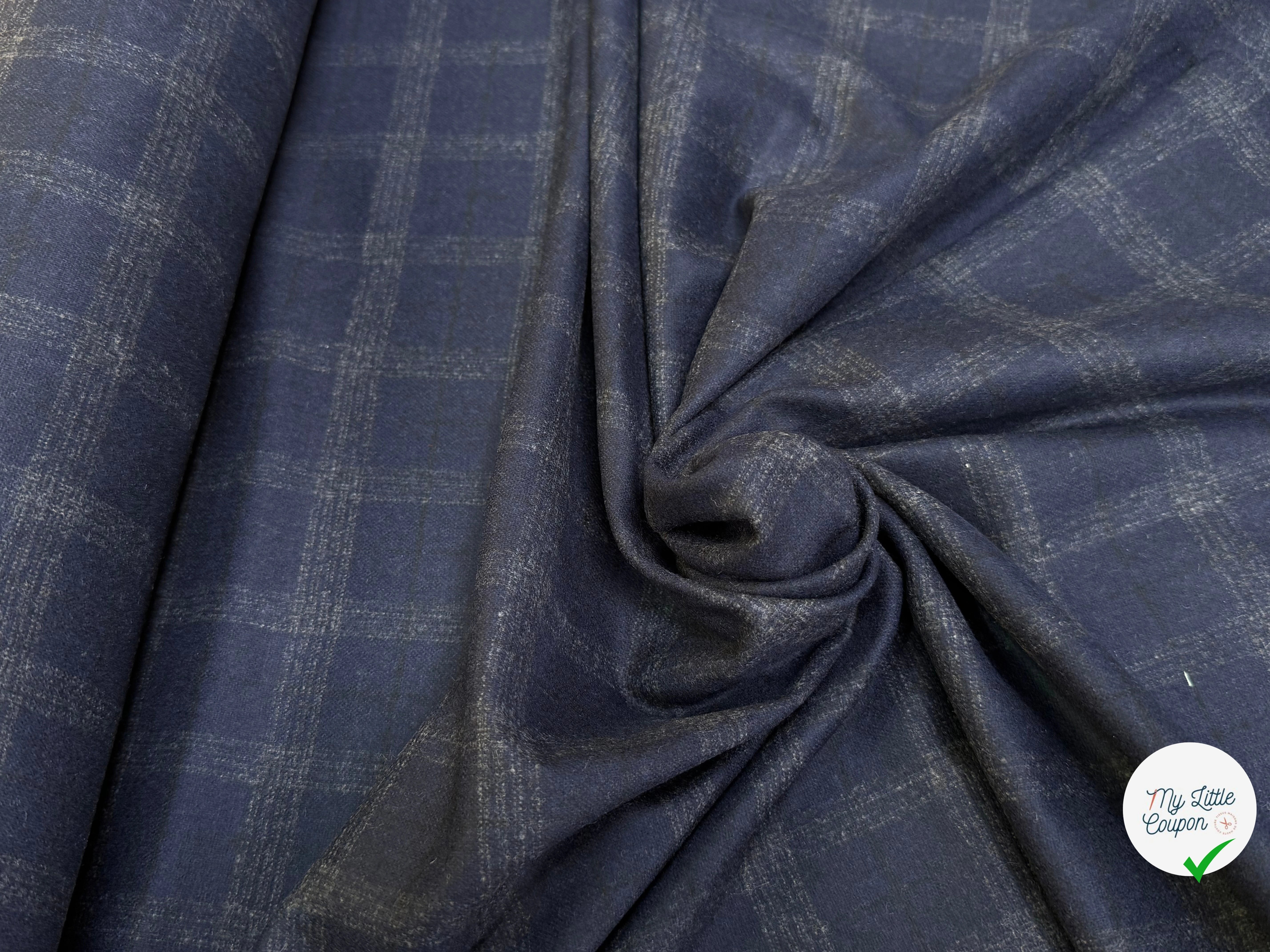 FLANELLE DE LAINE À CARREAUX NIGHT BLUE TRÈS ÉLÉGANT 68% LAINE - My Little Coupon