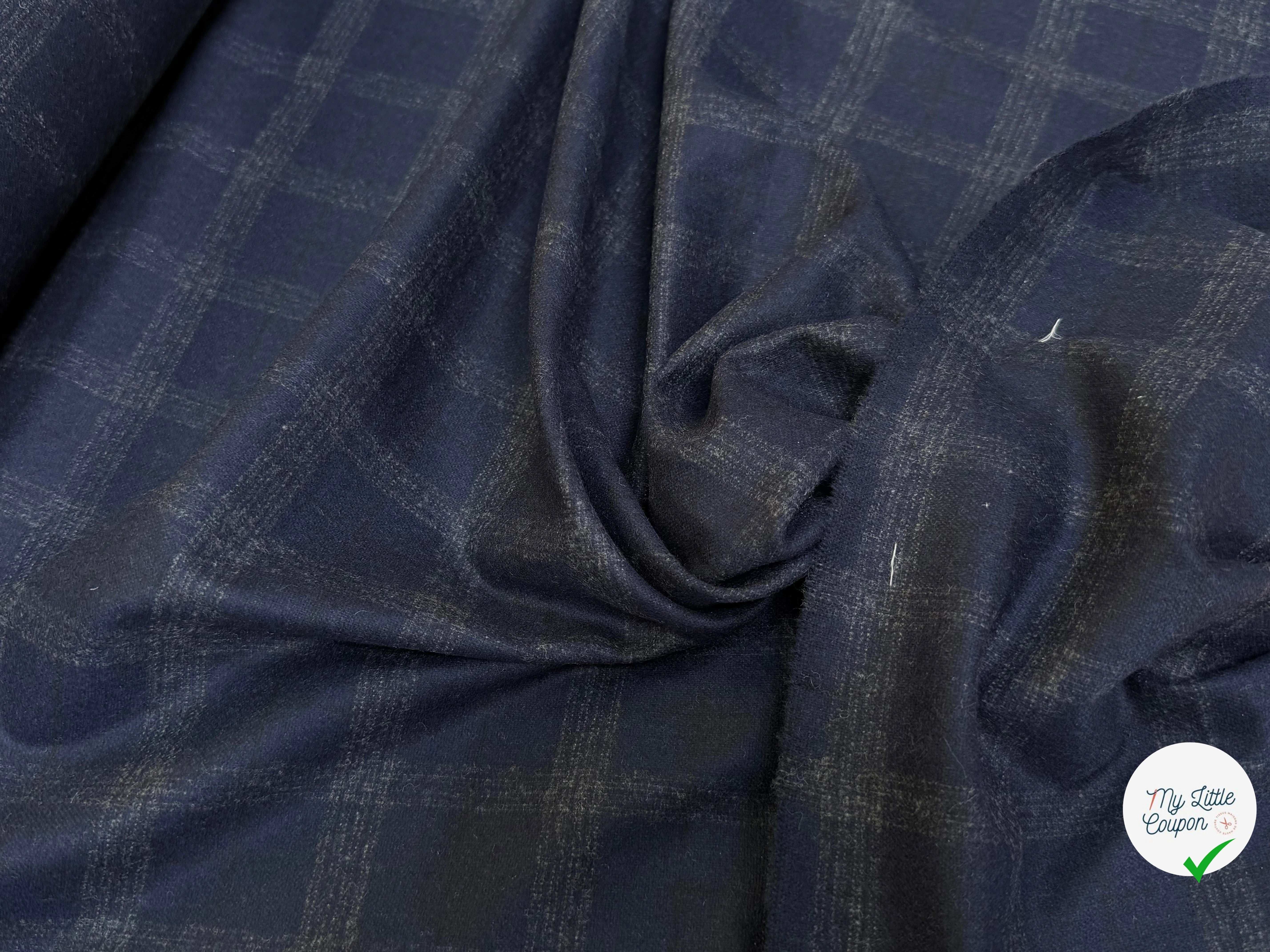 FLANELLE DE LAINE À CARREAUX NIGHT BLUE TRÈS ÉLÉGANT 68% LAINE - My Little Coupon