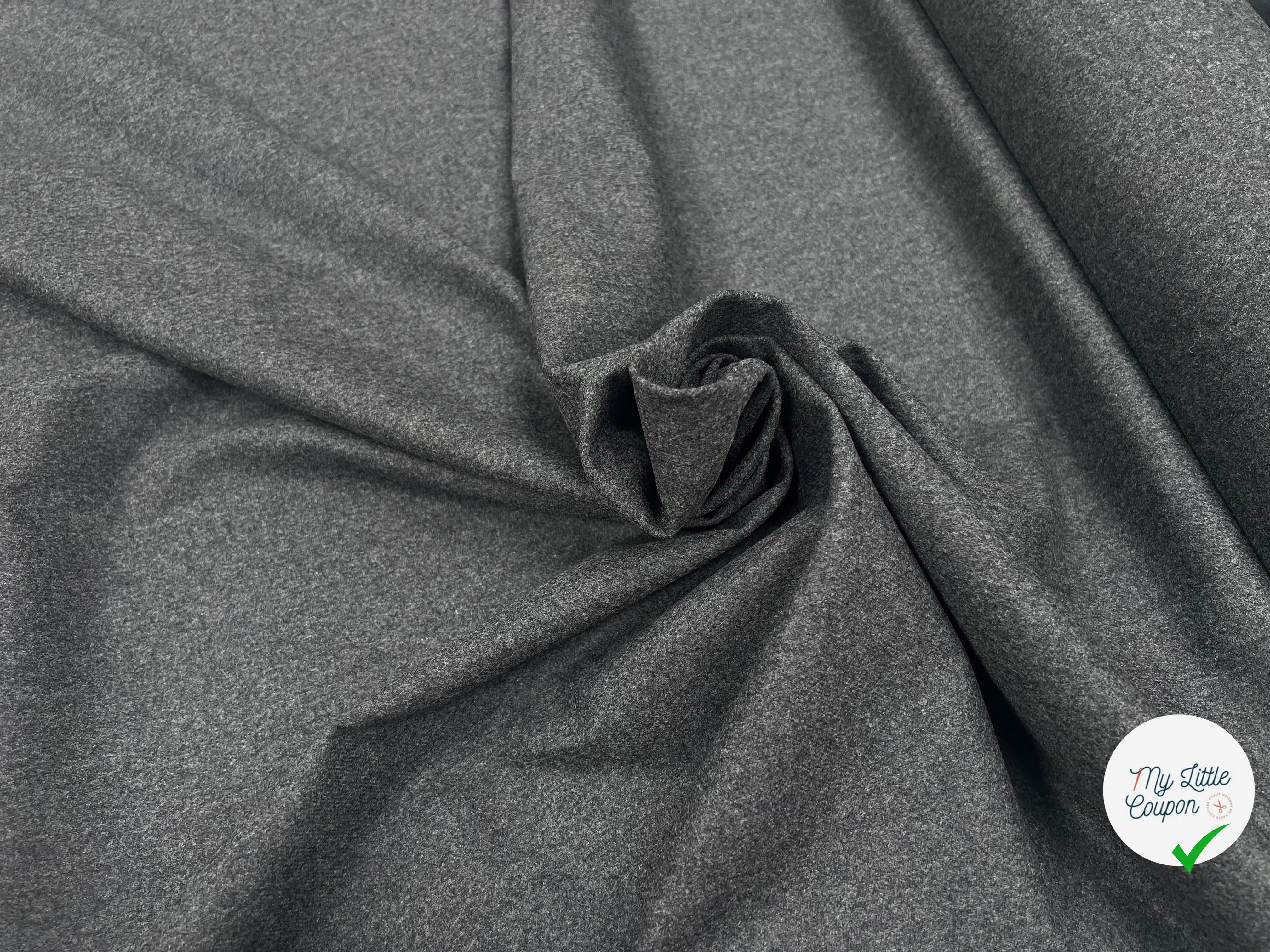 FLANELLE DE LAINE GRIS MOUCHETÉ UNI - My Little Coupon