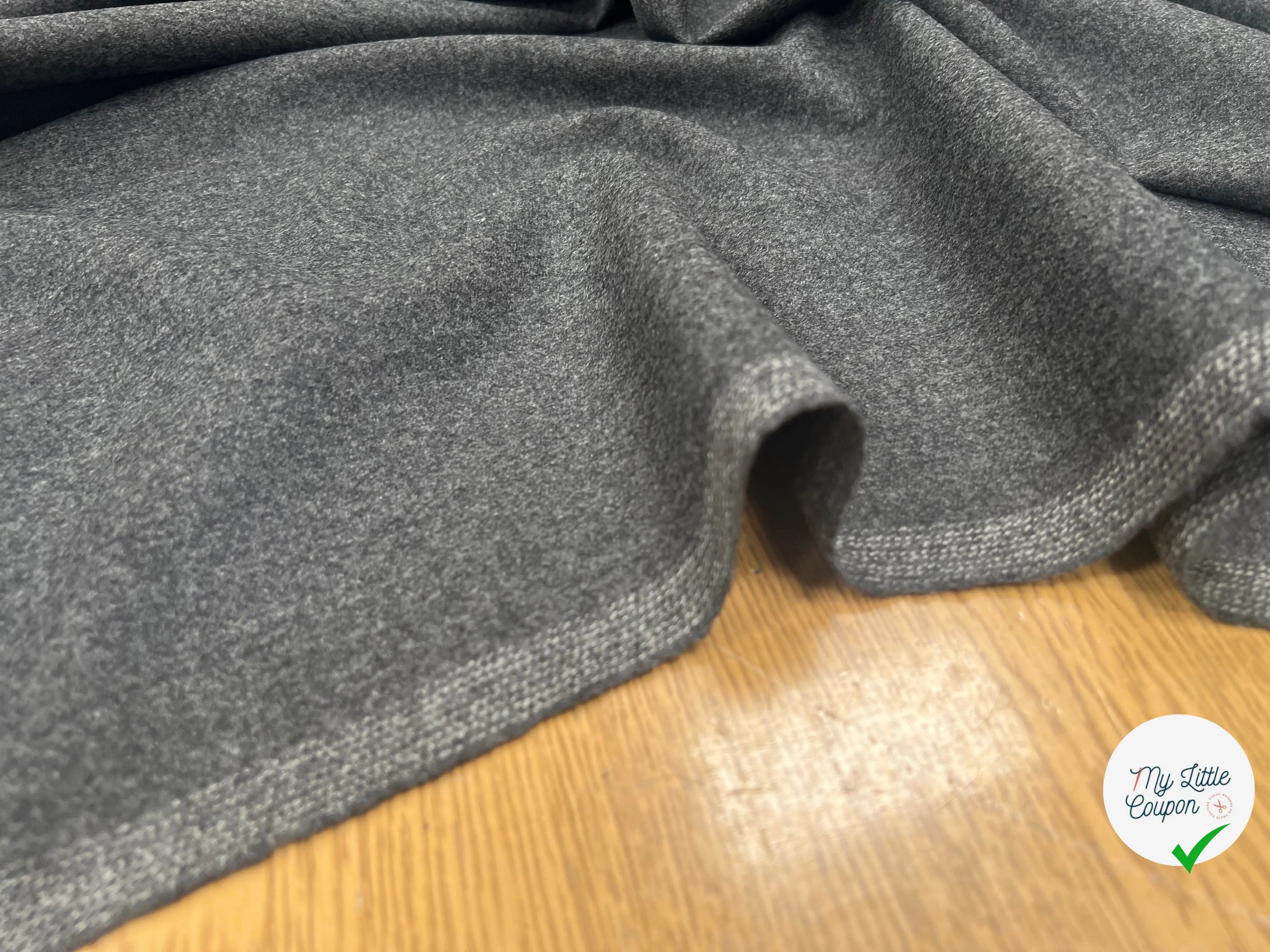 FLANELLE DE LAINE GRIS MOUCHETÉ UNI - My Little Coupon