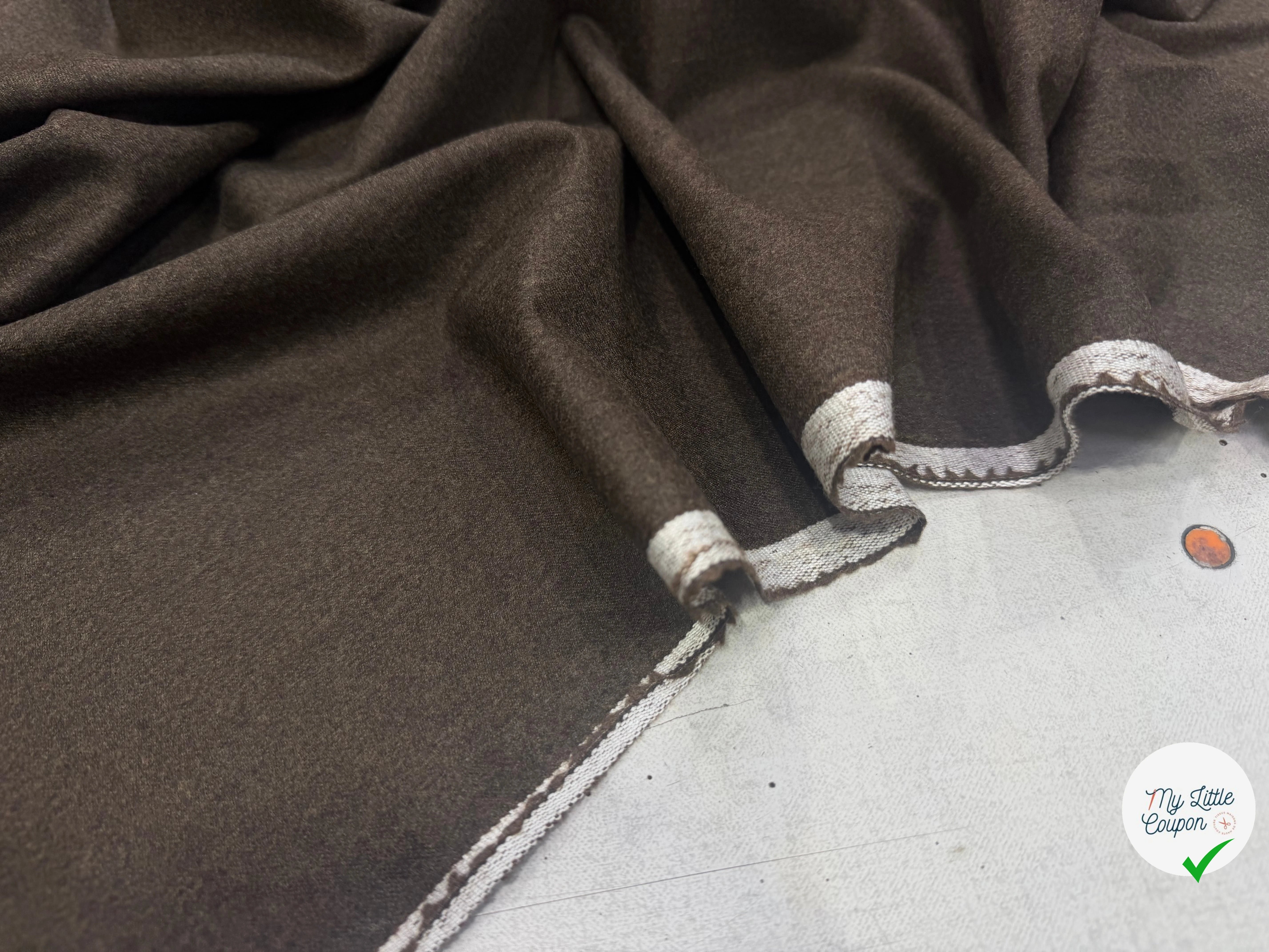 FLANELLE DE LAINE MARRON CAFÉ CHINÉ 100% LAINE - My Little Coupon