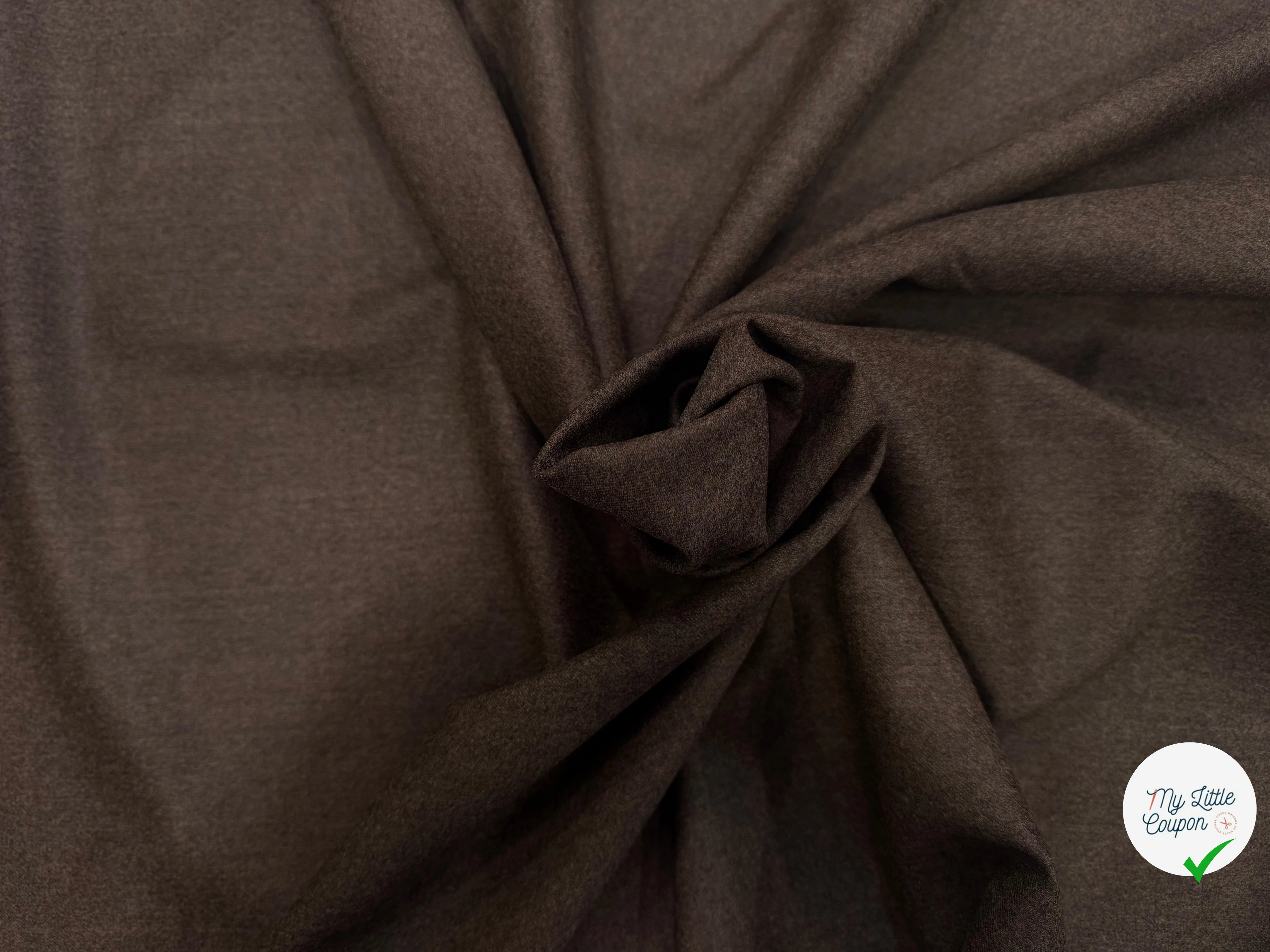 FLANELLE DE LAINE MARRON CAFÉ CHINÉ 100% LAINE - My Little Coupon