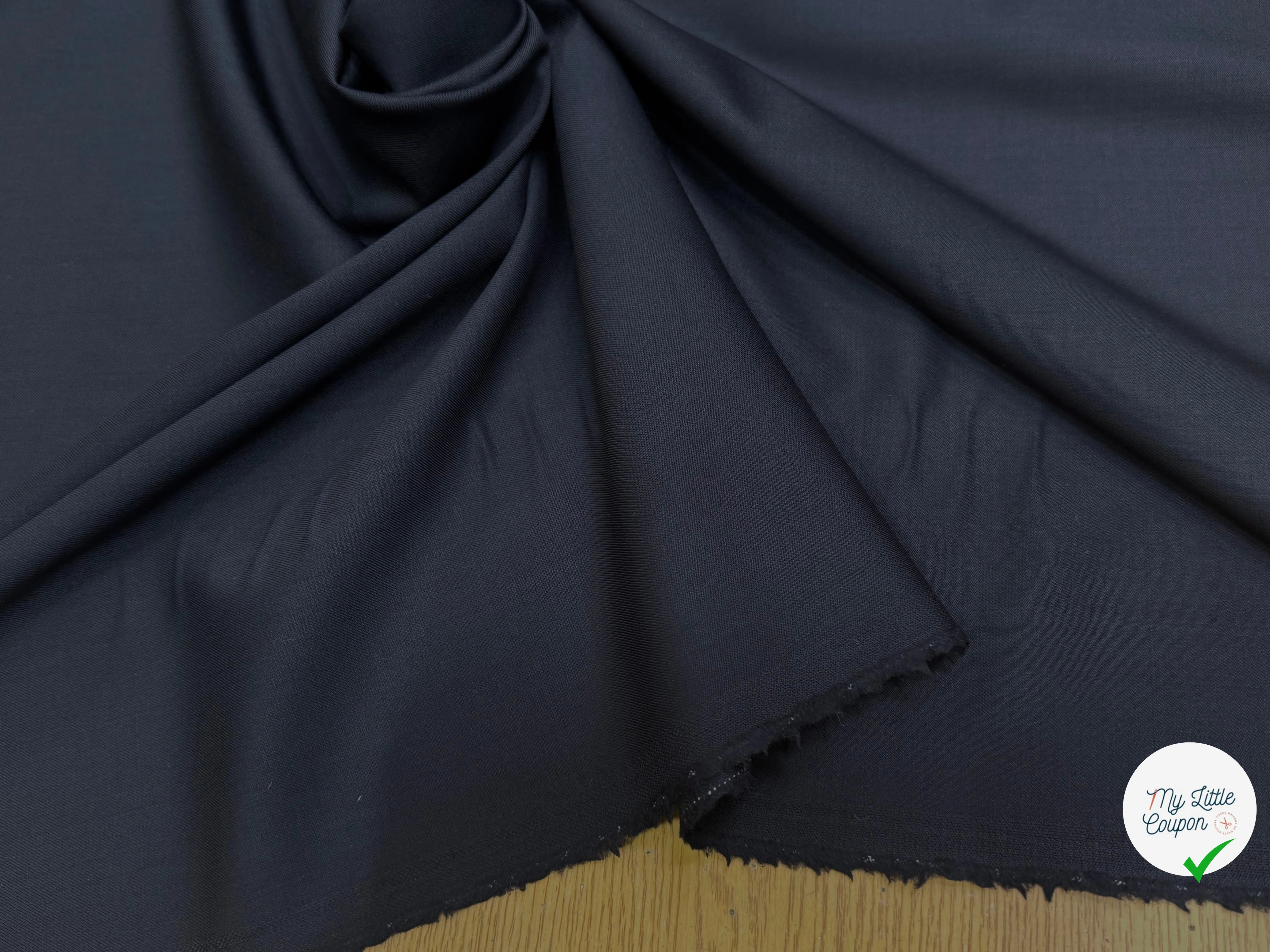 FLANELLE DE LAINE STRETCH BLEU MARINE TRÈS BEAU TOUCHER - My Little Coupon