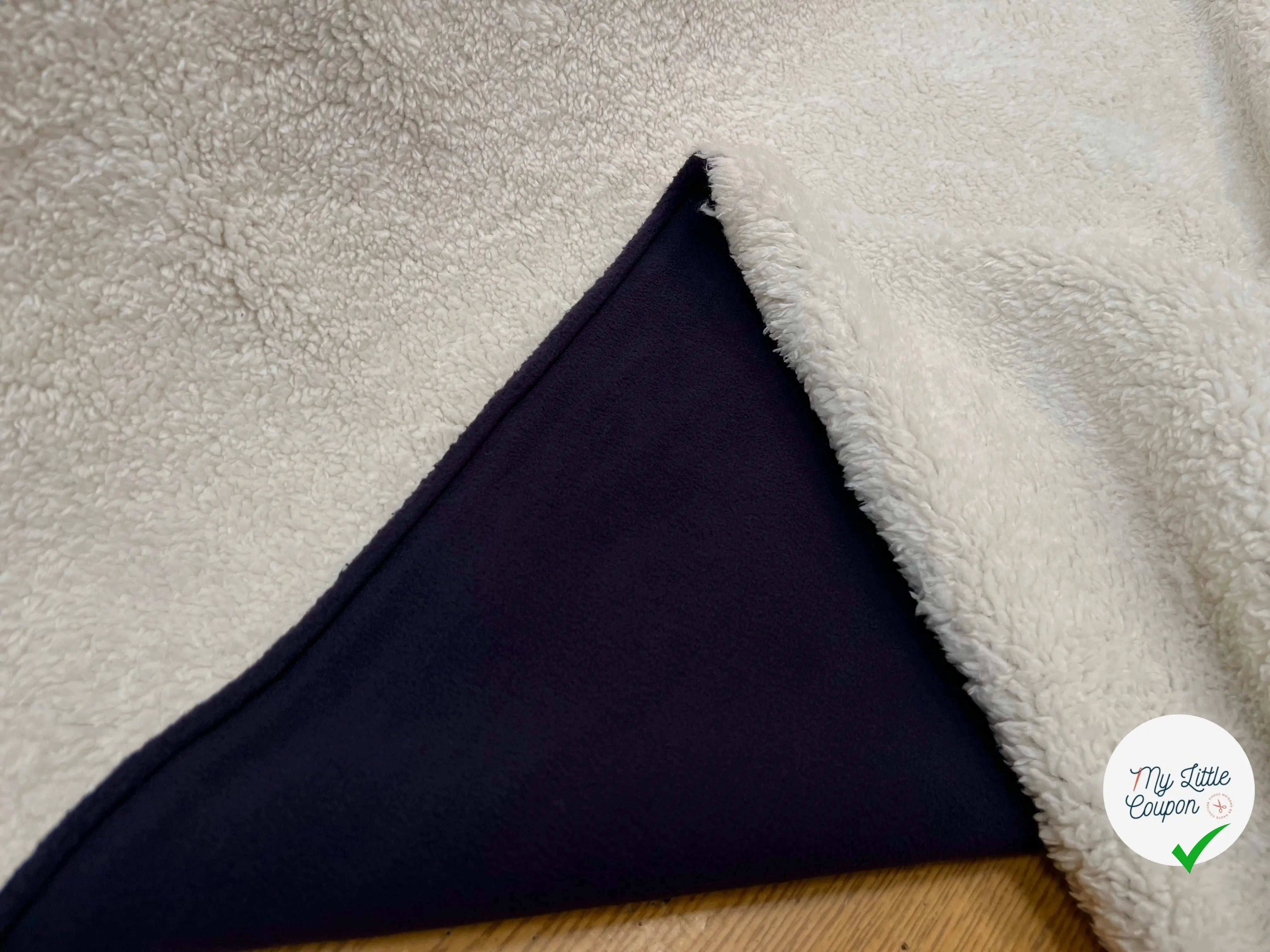 FOURRURE ENVERS POLAIRE MARINE/BLANC CASSE ULTRA DOUX - My Little Coupon