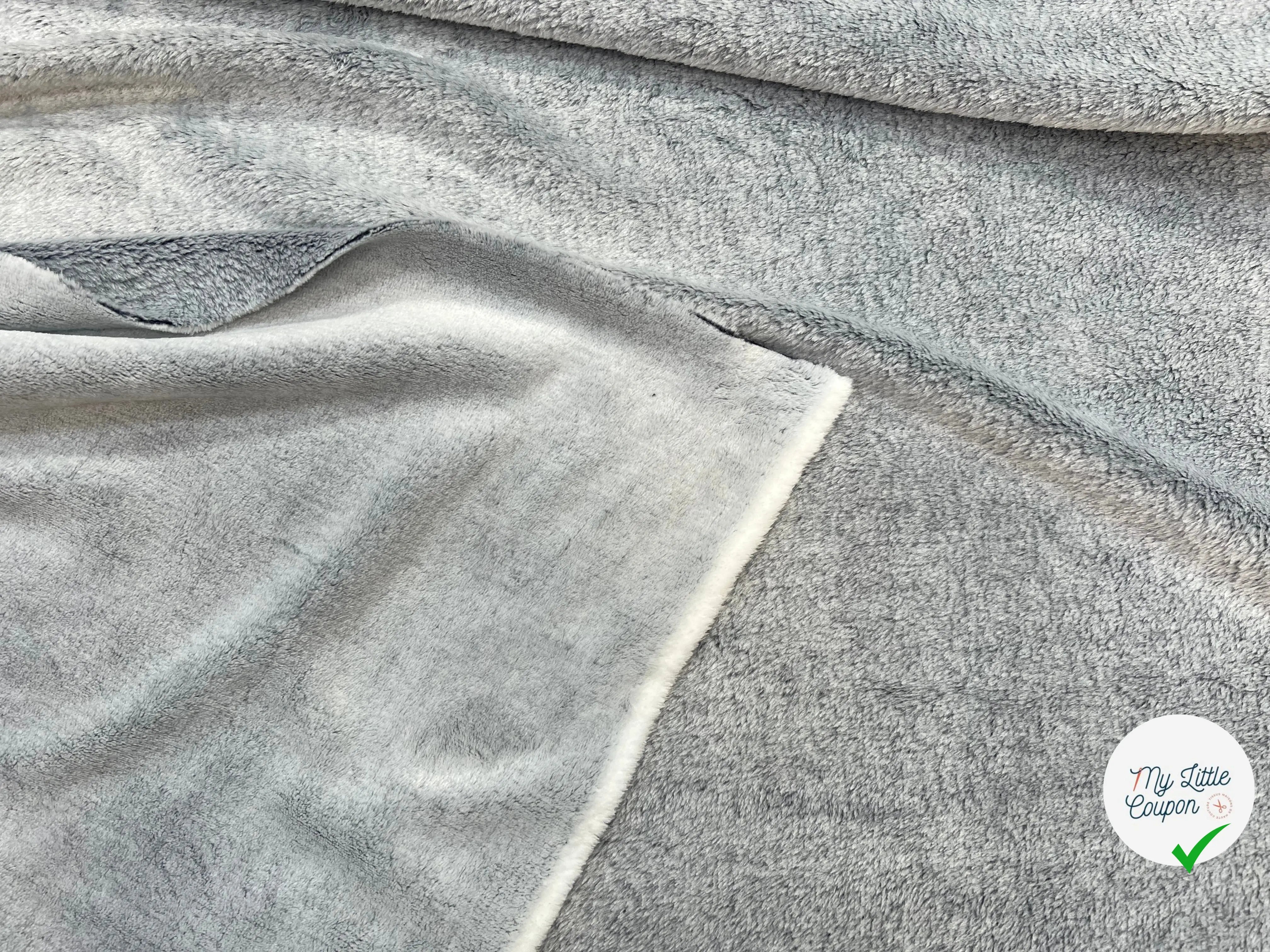 FOURRURE TOUTE DOUCE DOUBLE FACE SNOW BLEU CHINE OEKO TEX MADE IN FRANCE - My Little Coupon