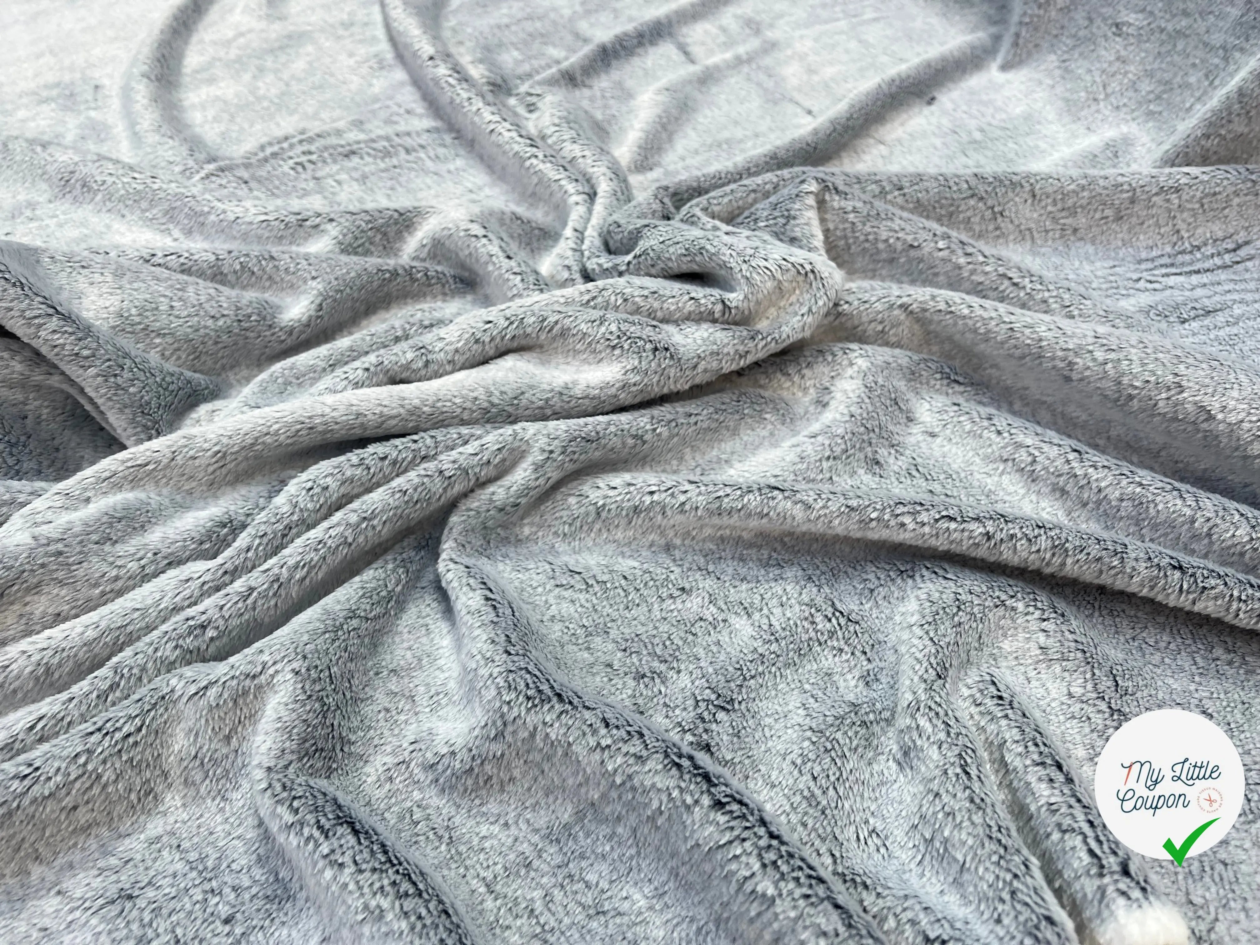 FOURRURE TOUTE DOUCE DOUBLE FACE SNOW BLEU CHINE OEKO TEX MADE IN FRANCE - My Little Coupon