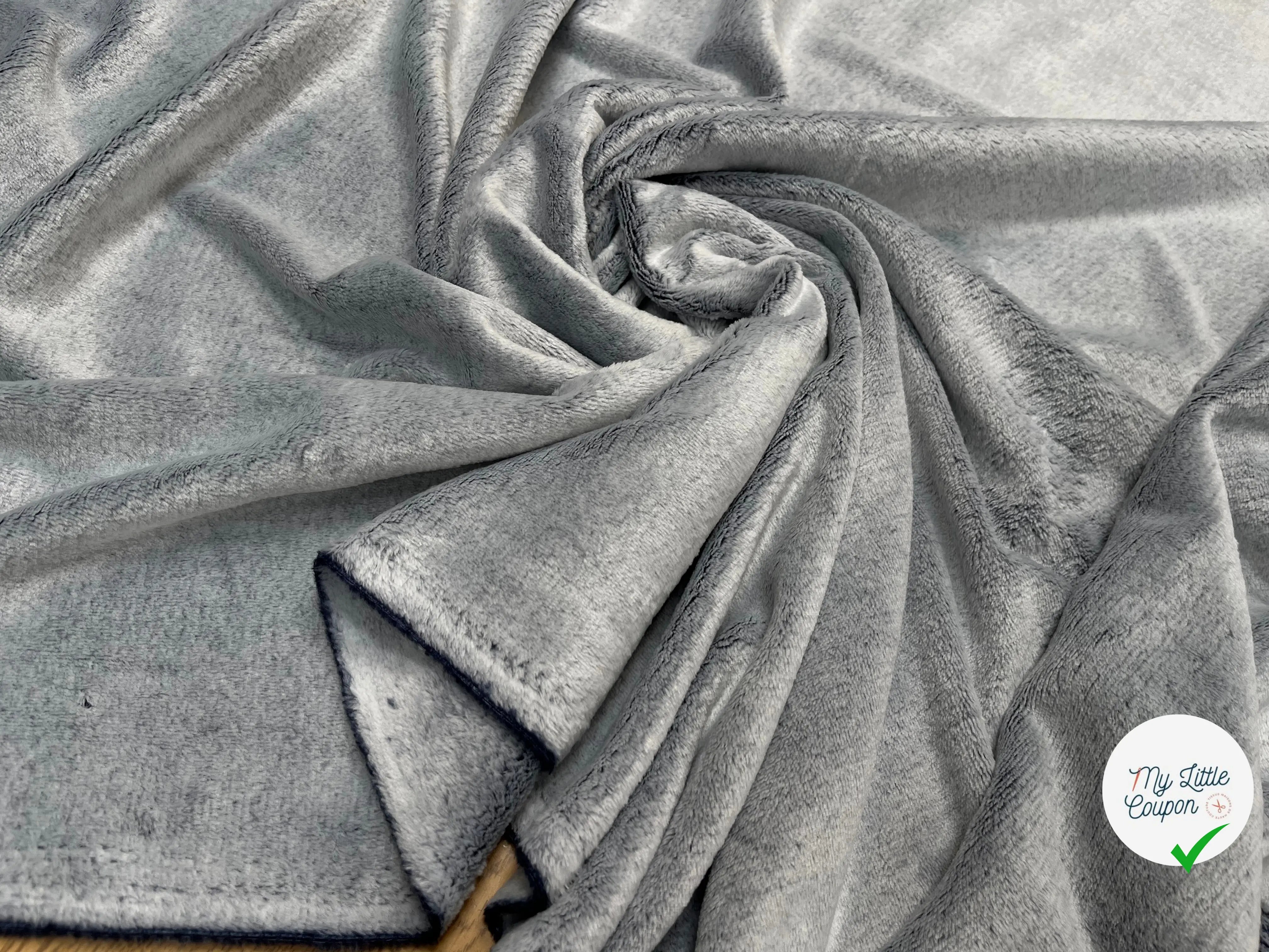 FOURRURE TOUTE DOUCE DOUBLE FACE SNOW NAVY OEKO TEXMADE IN FRANCE - My Little Coupon