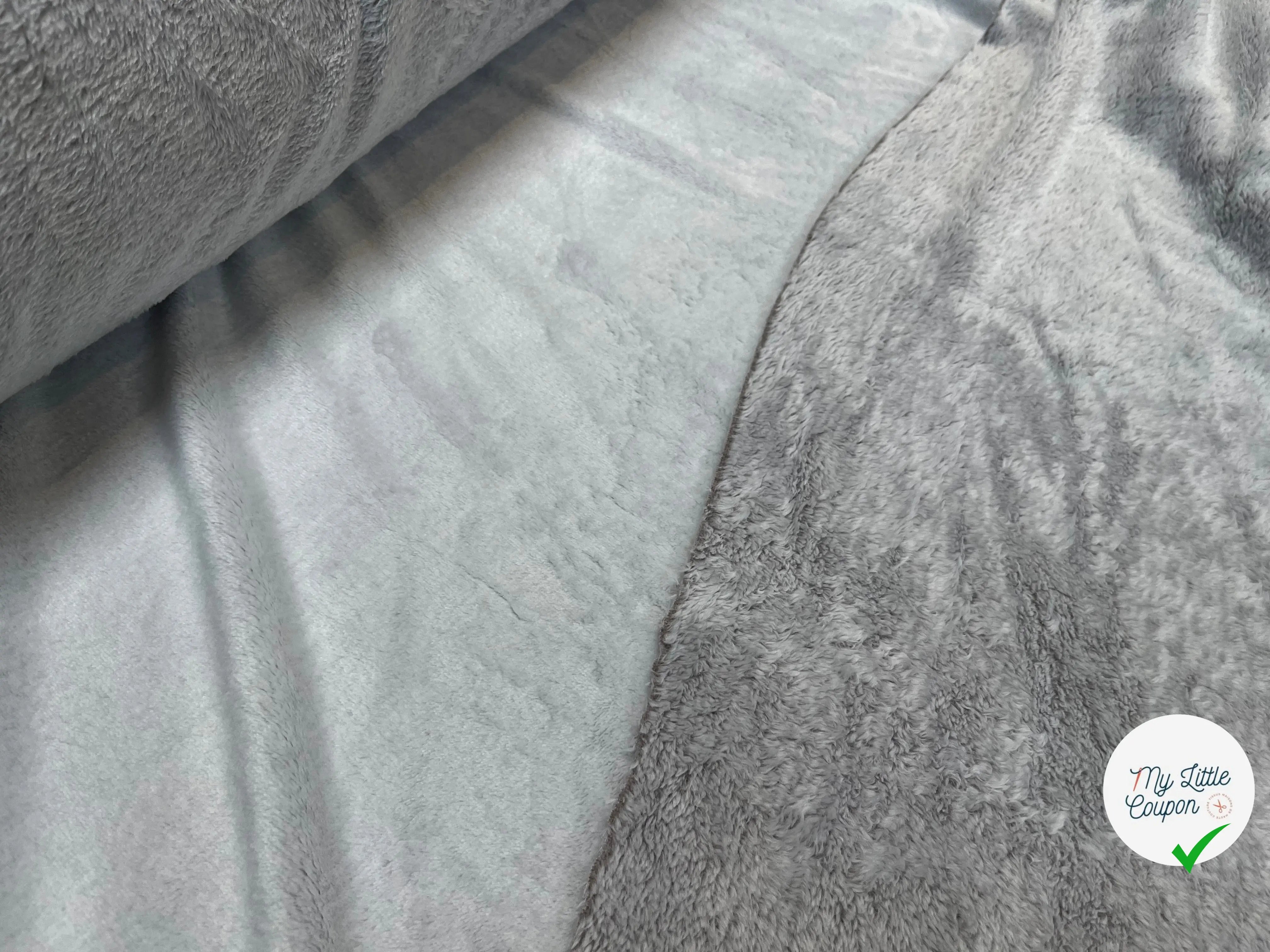 FOURRURE TOUTE DOUCE DOUBLE FACE SNOW TAUPE OEKO TEX MADE IN FRANCE - My Little Coupon