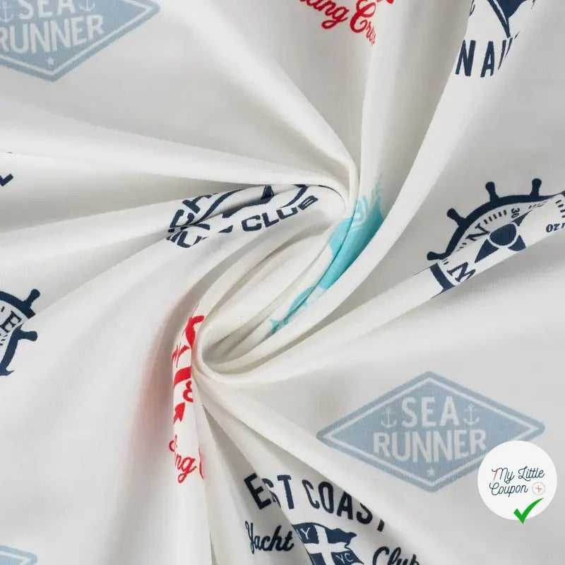 FRENCH TERRY IMPRIMÉ NAUTICAL ECRU - My Little Coupon