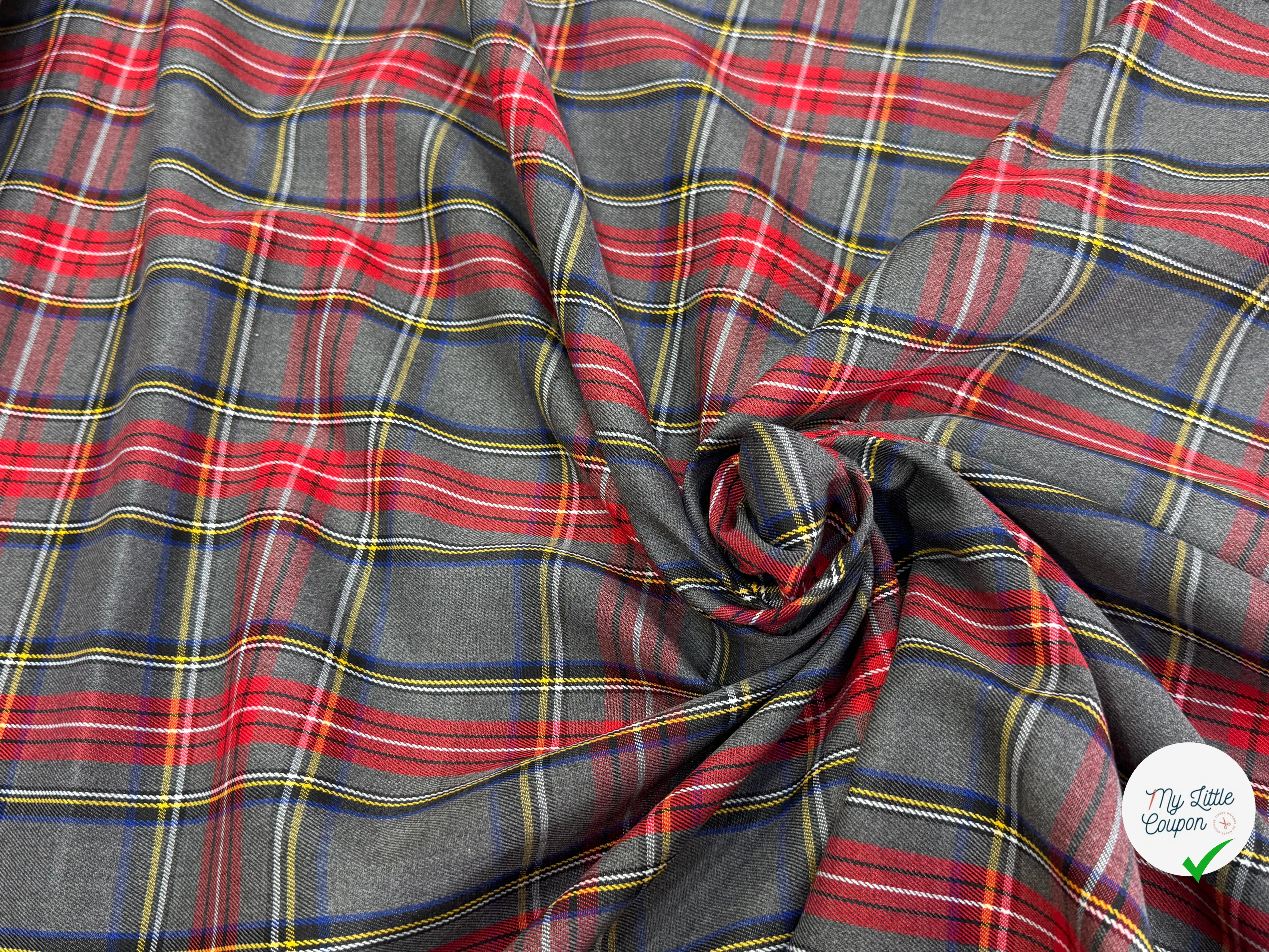 Gabardine écossaise tartan fond gris - My Little Coupon