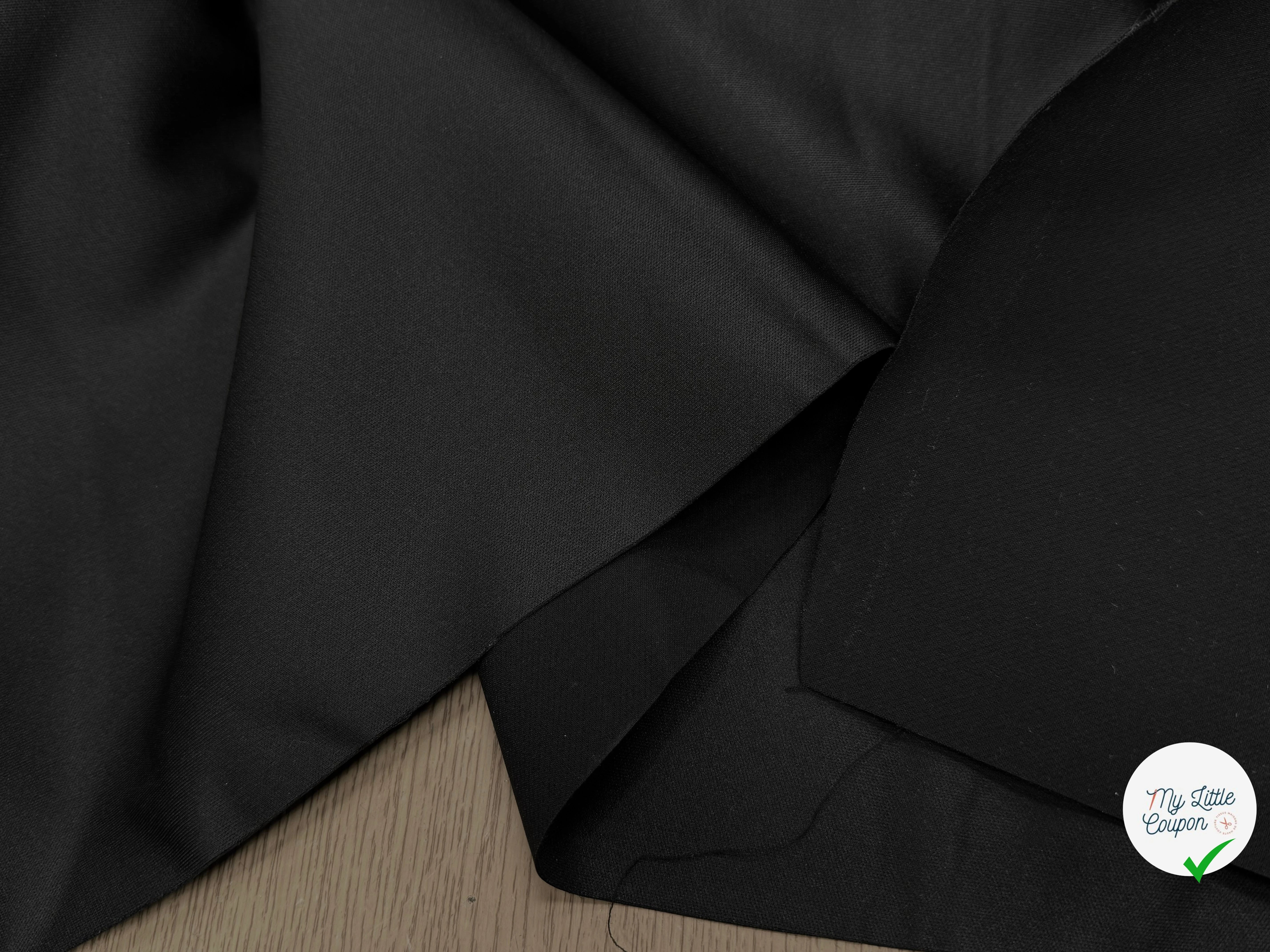 GABARDINE CONTRECOLLÉE DOUBLE ETOFFE NOIR UNE FACE LEGEREMENT BRILLANTE - My Little Coupon