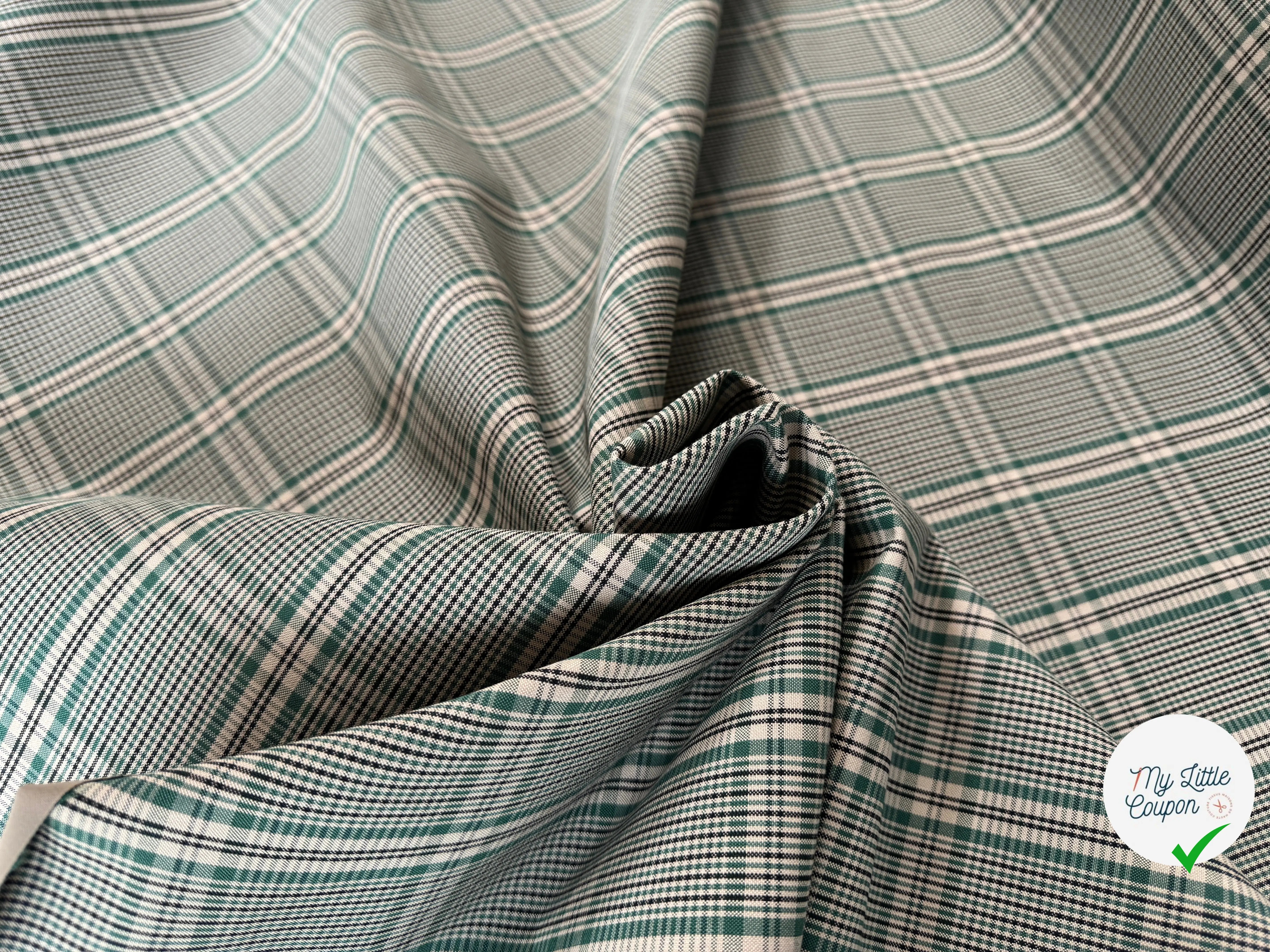 GABARDINE CONTRECOLLÉE PRINCE DE GALLES GREEN - My Little Coupon