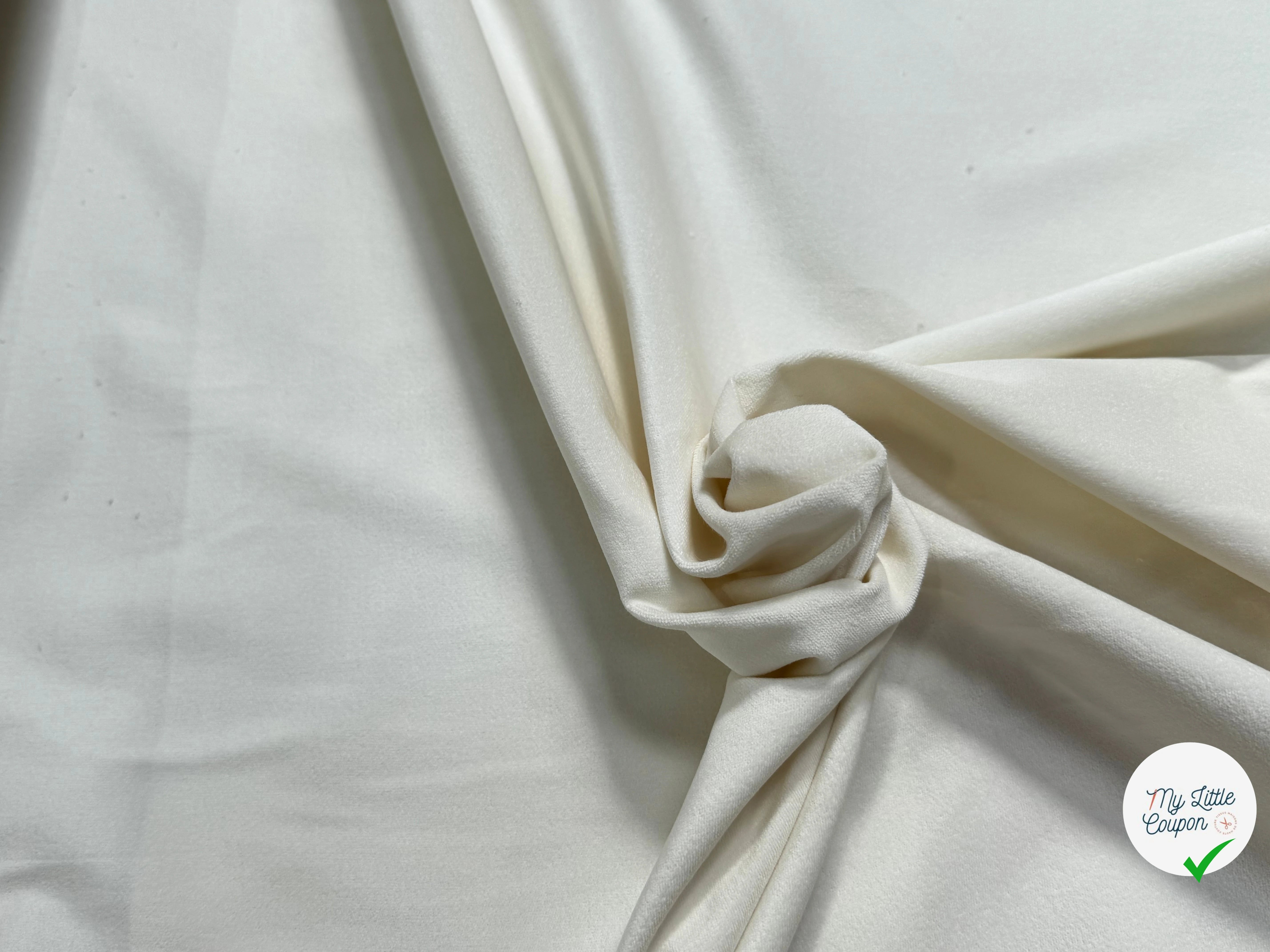 GABARDINE COTON GRATÉE ENVERS PEACHSKIN STRETCH BLANC CASSÉ - My Little Coupon