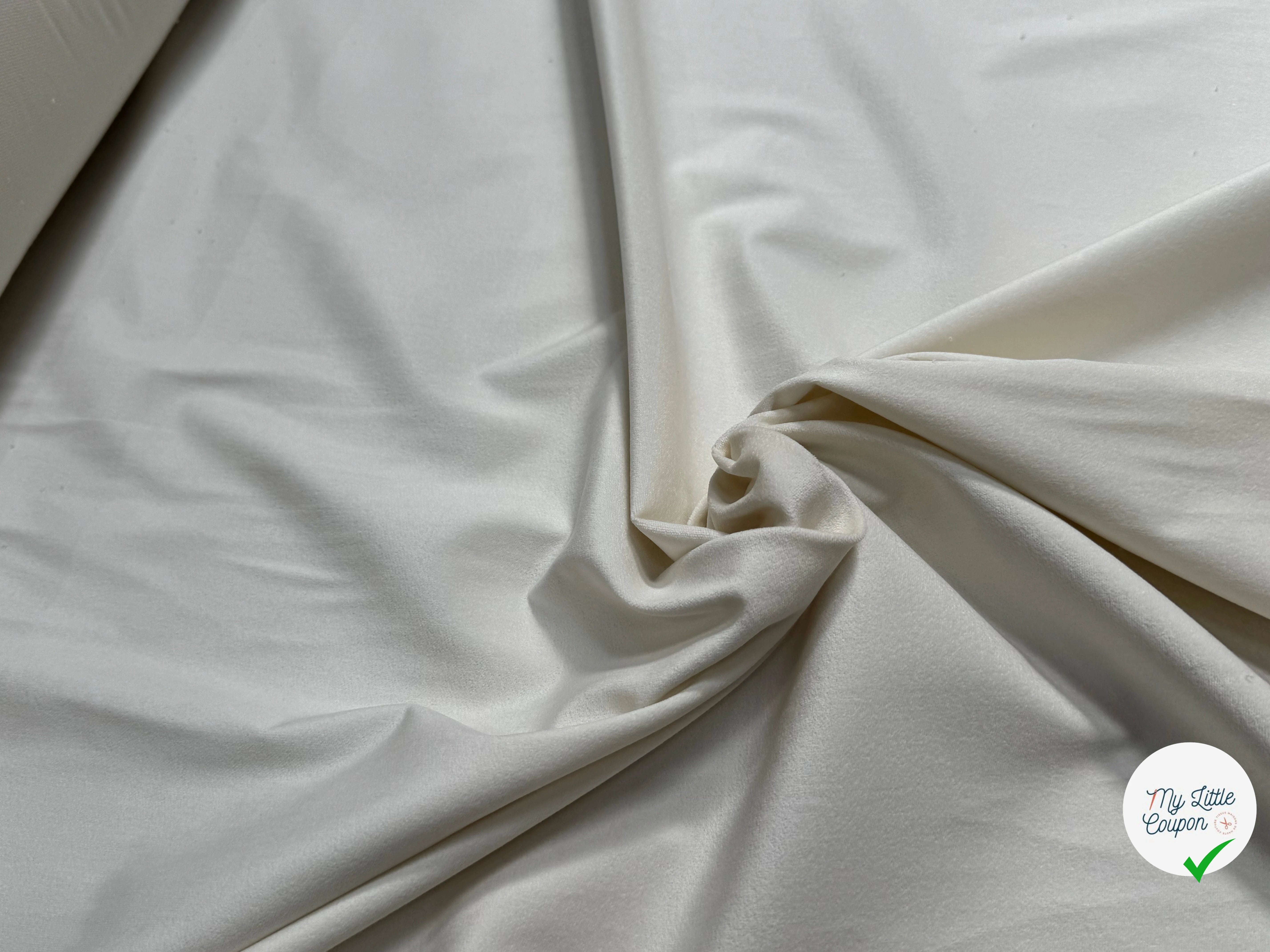 GABARDINE COTON GRATÉE ENVERS PEACHSKIN STRETCH BLANC CASSÉ - My Little Coupon
