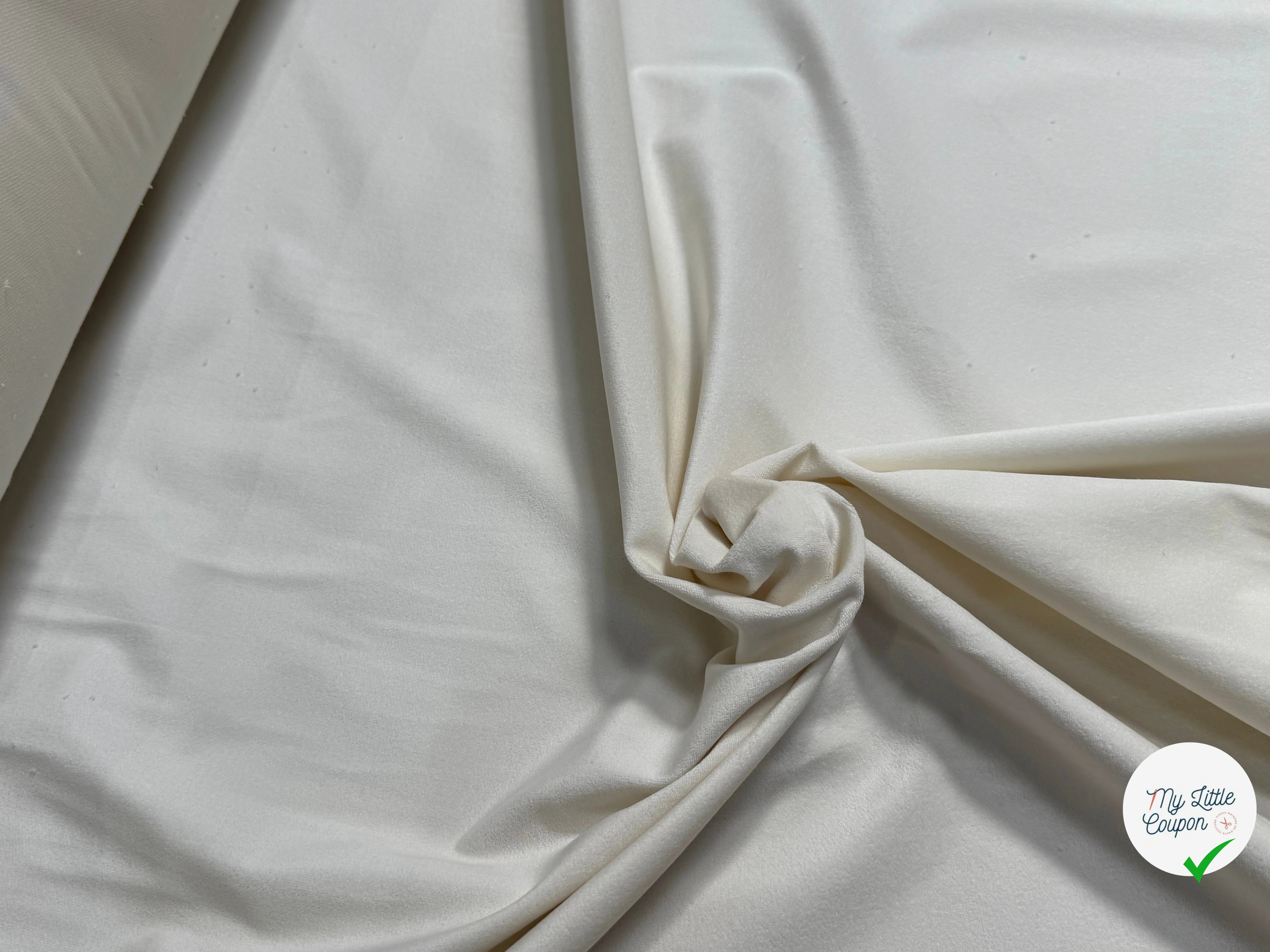GABARDINE COTON GRATÉE ENVERS PEACHSKIN STRETCH BLANC CASSÉ - My Little Coupon