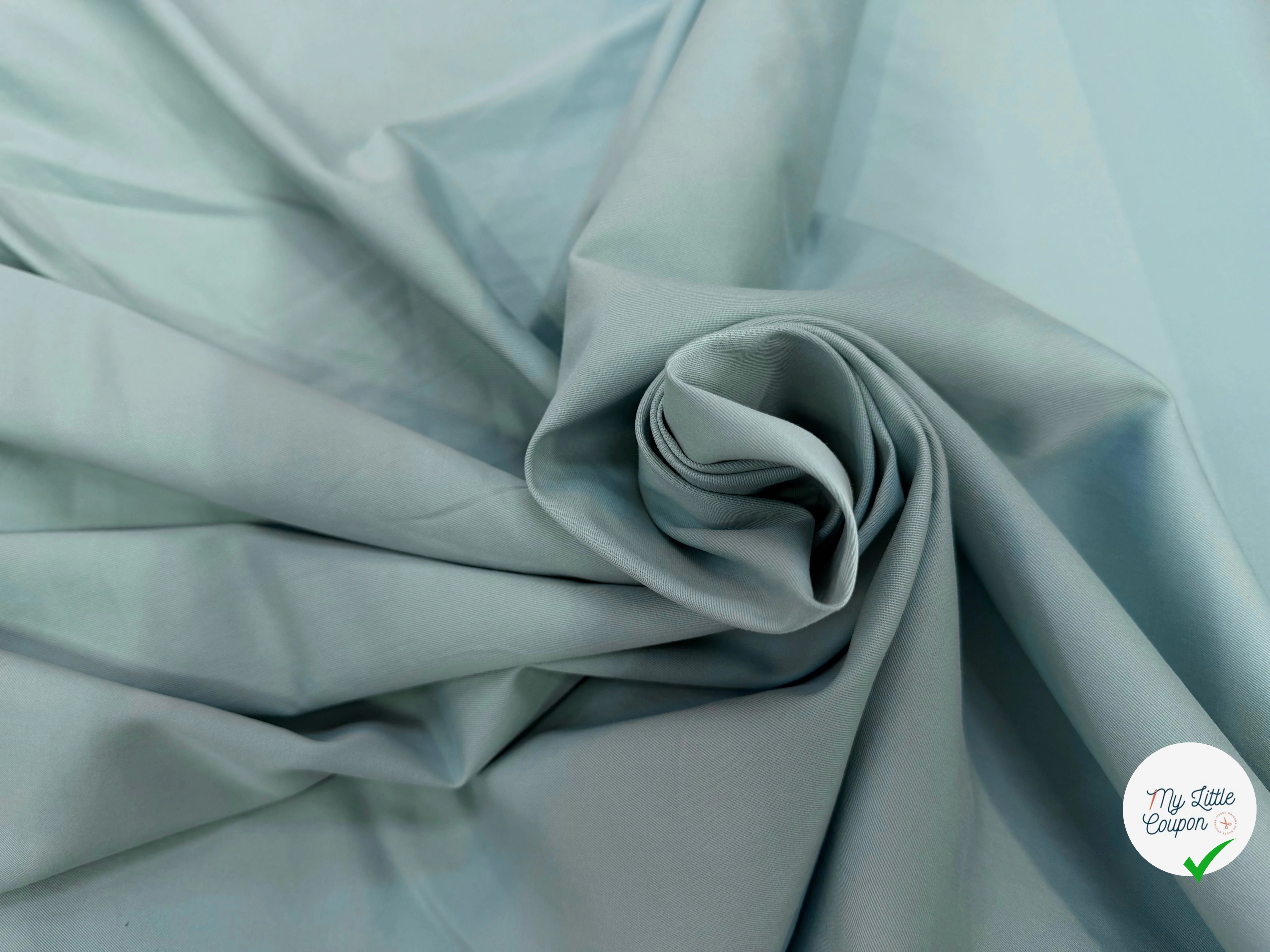 GABARDINE COTON STRETCH VERT D'EAU VERVE ACQUA - My Little Coupon