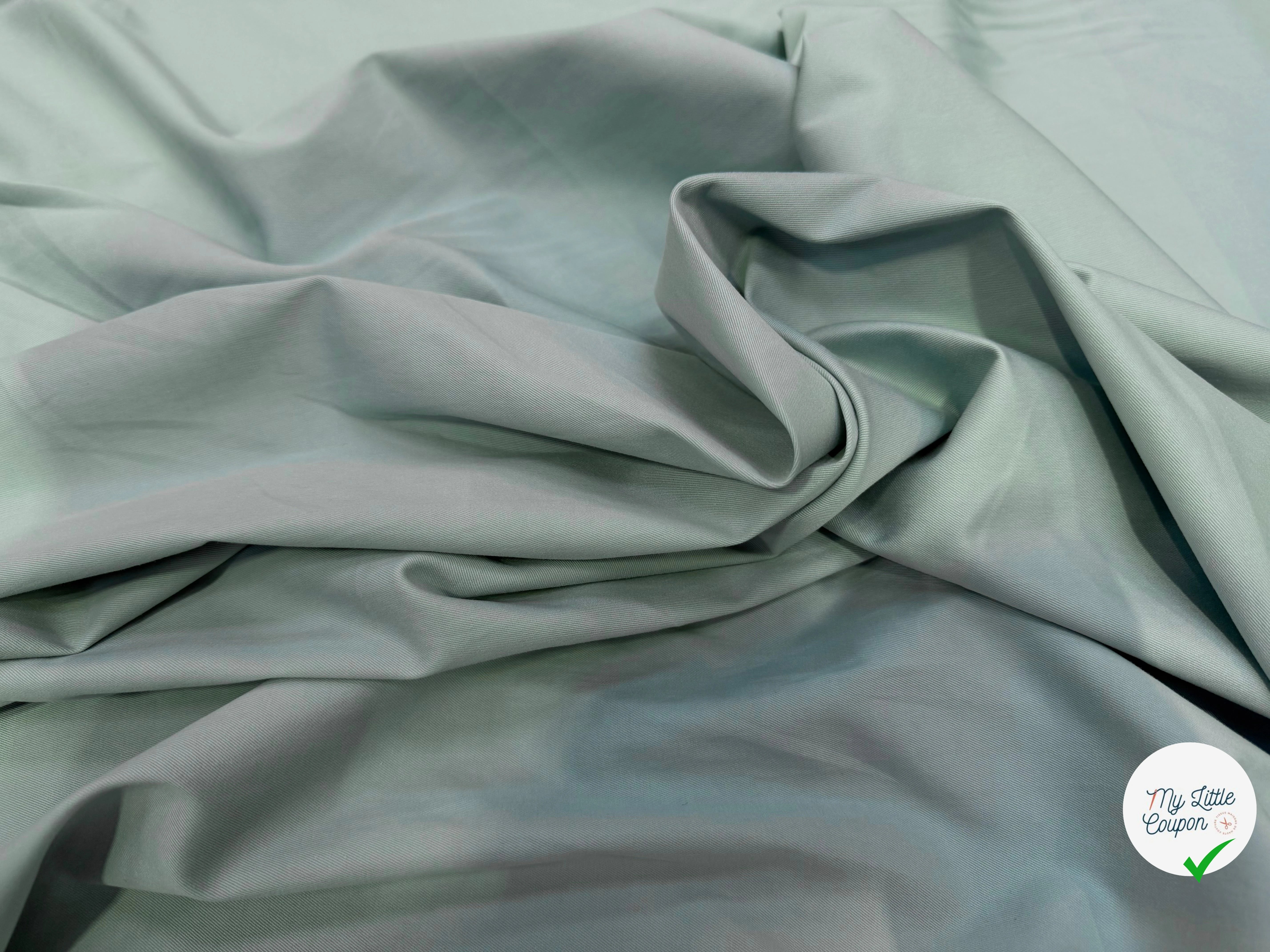 GABARDINE COTON STRETCH VERT D'EAU VERVE ACQUA - My Little Coupon