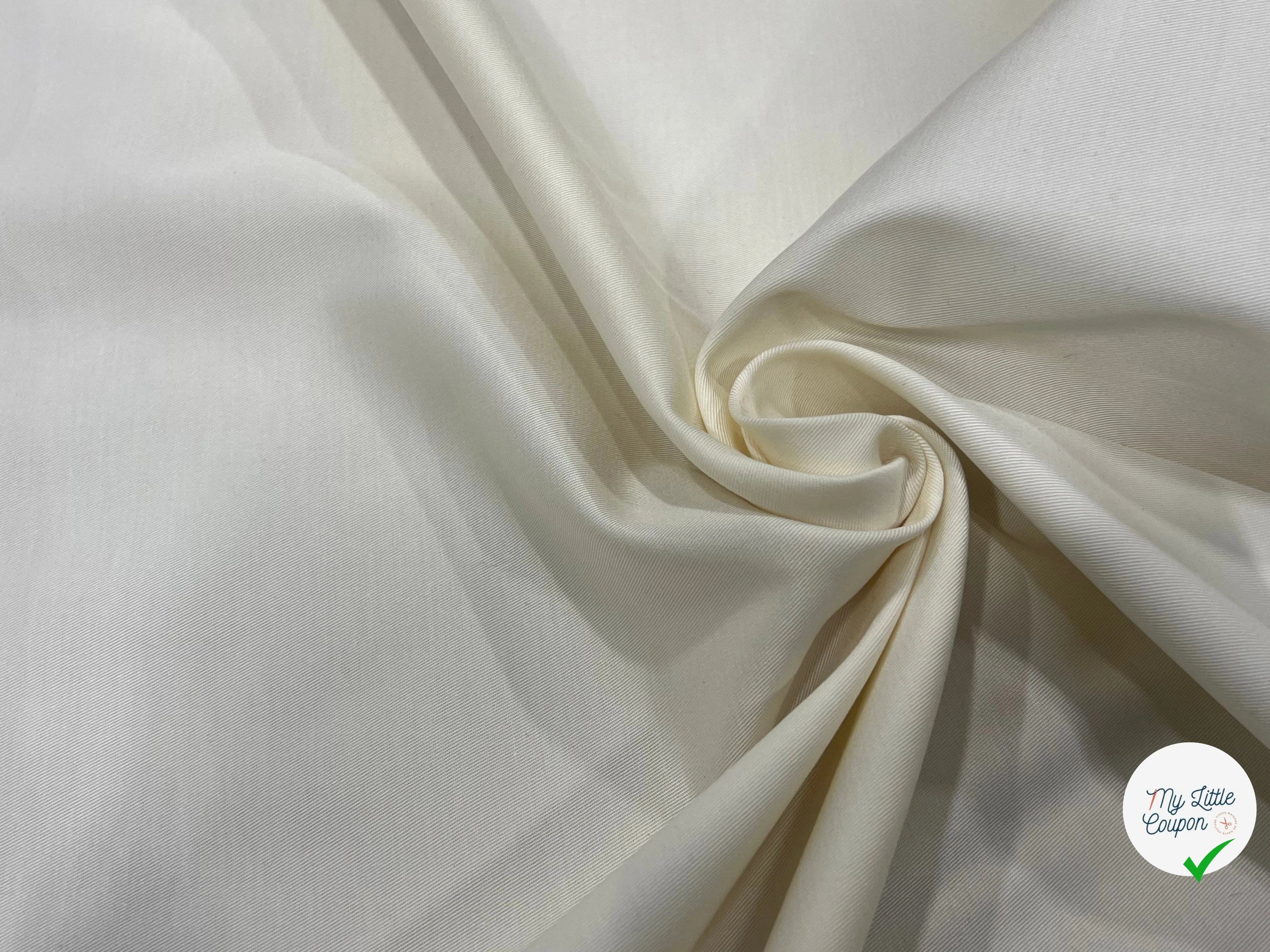 GABARDINE DE COTON BLANC CASSÉ 98% COTON 155CM - My Little Coupon