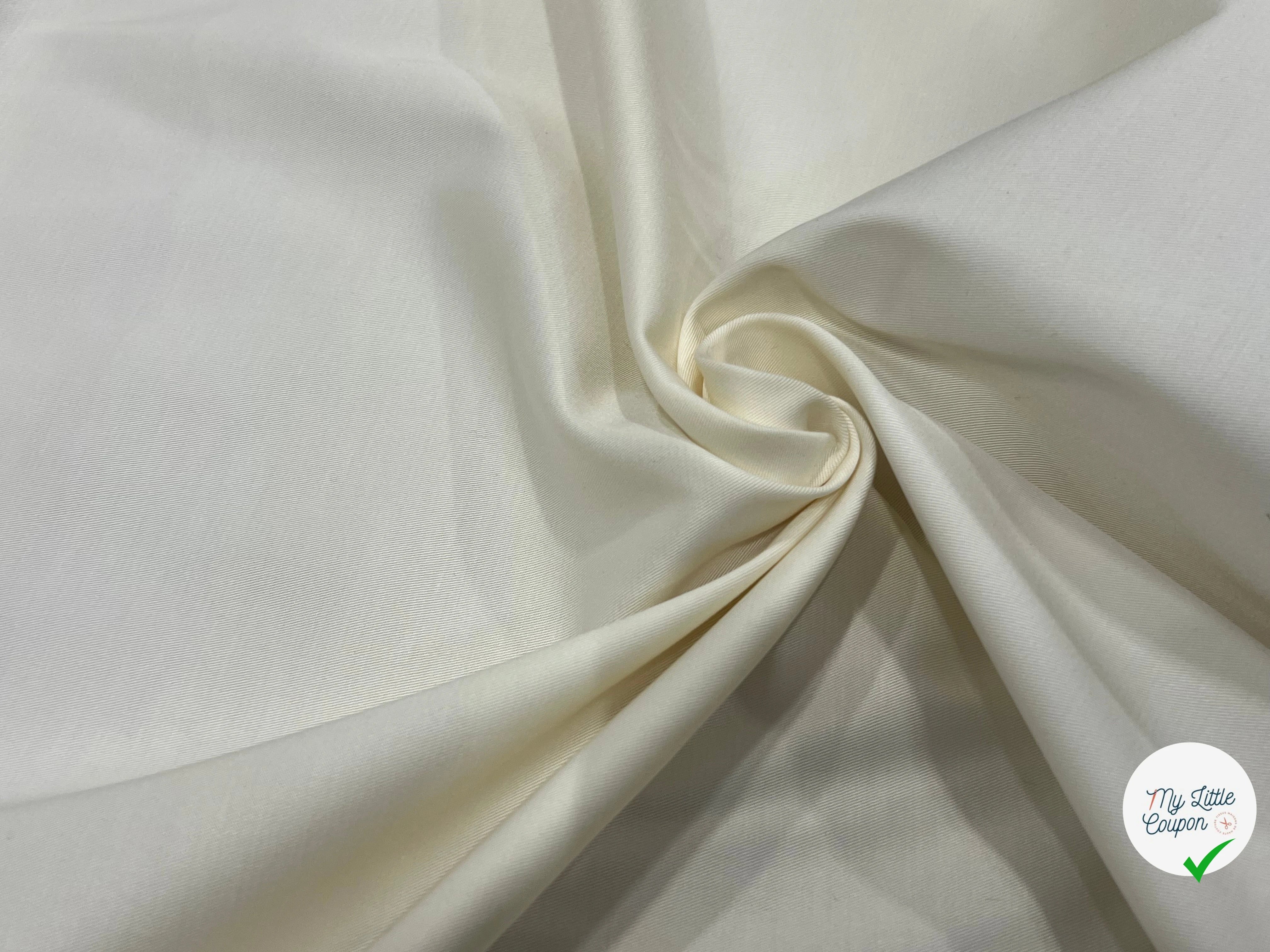 GABARDINE DE COTON BLANC CASSÉ 98% COTON 155CM - My Little Coupon