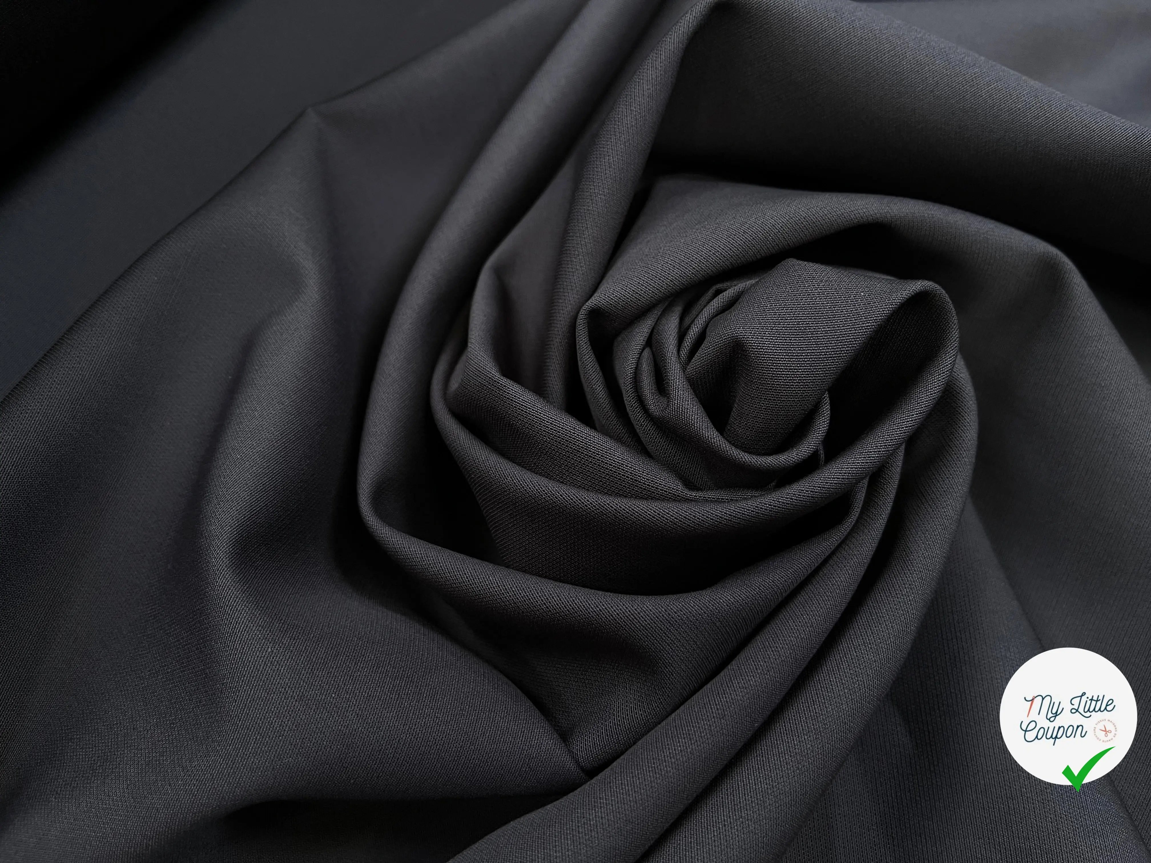 GABARDINE DE COTON BLEU GRIS ANTHRACITE - My Little Coupon