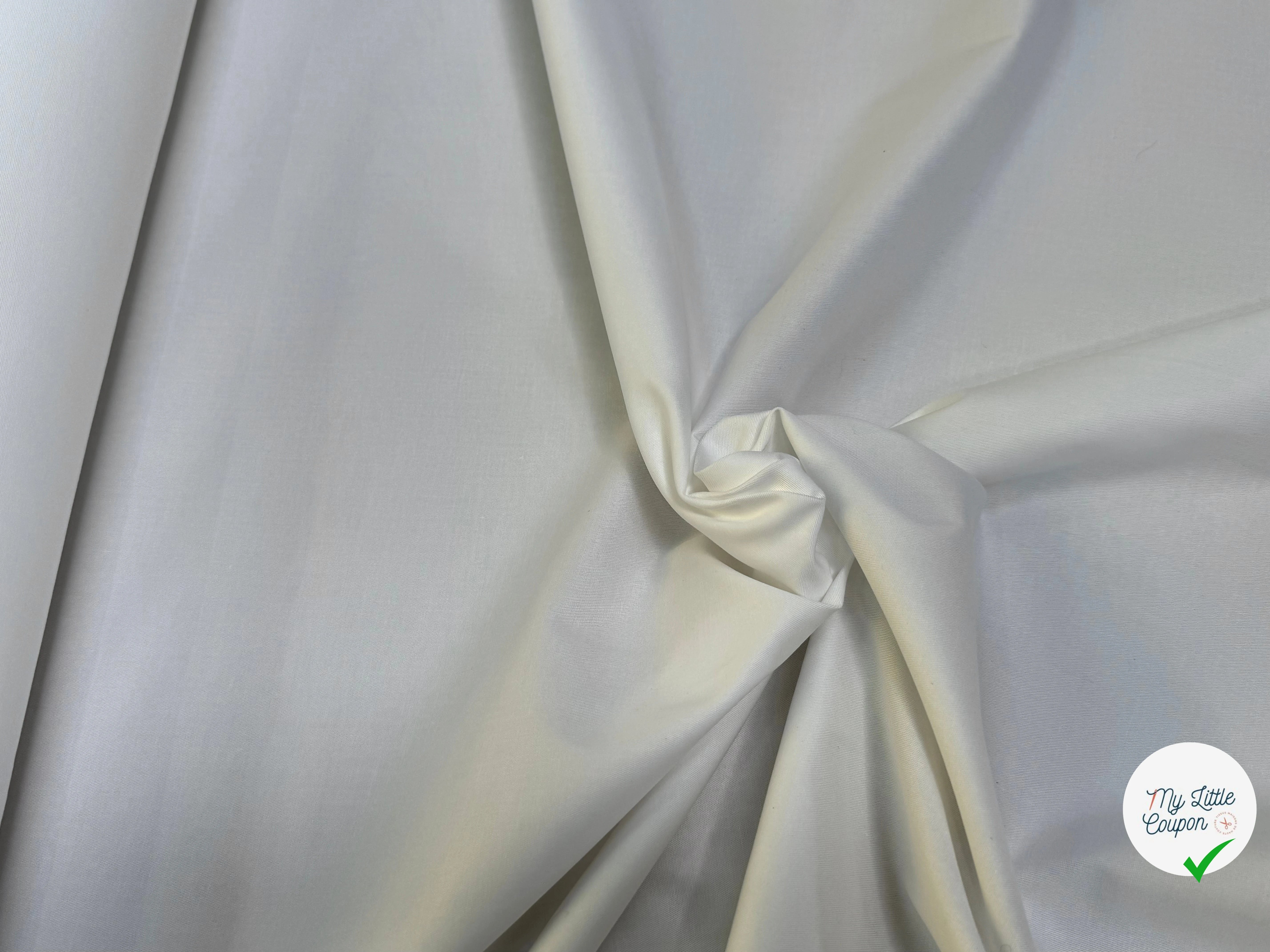 GABARDINE DE COTON FINE STRETCH FINEMENT SERGÉE BLANC 240 - My Little Coupon