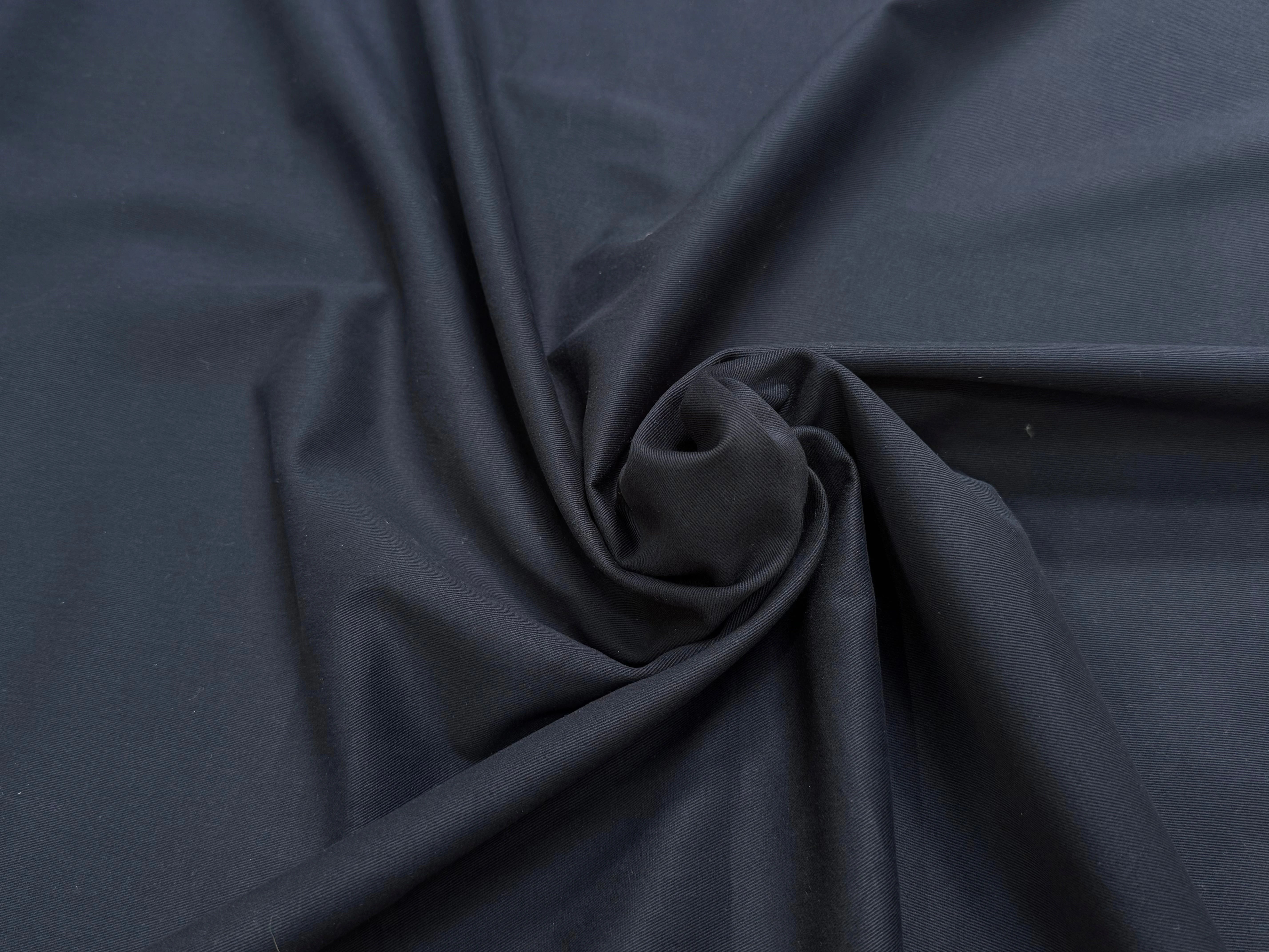 GABARDINE DE COTON FINEMENT SERGÉE GRATTÉ NAVY - My Little Coupon