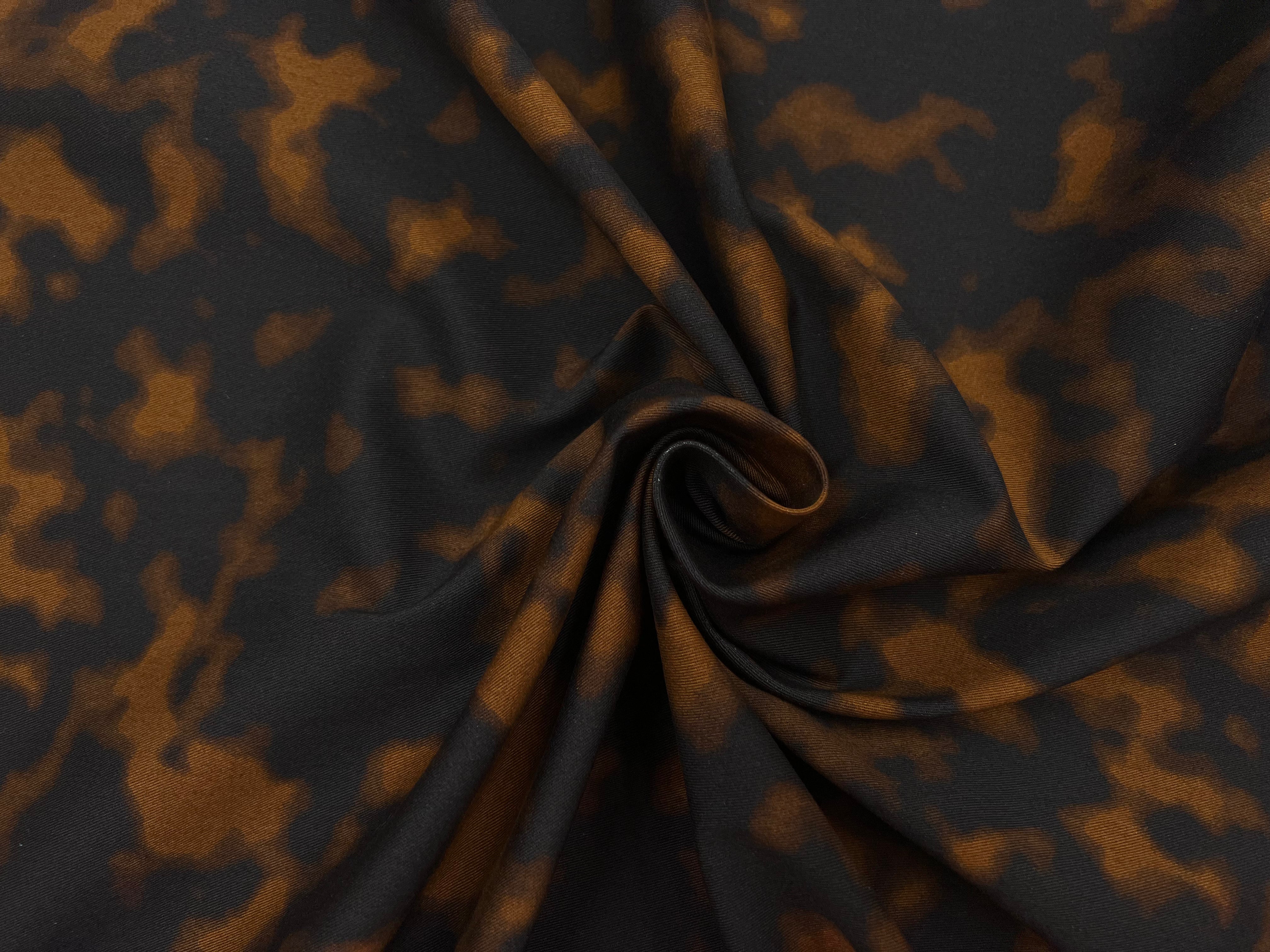 GABARDINE DE COTON IMPRIMÉE ONYX PAIN D'ÉPICE MSO
